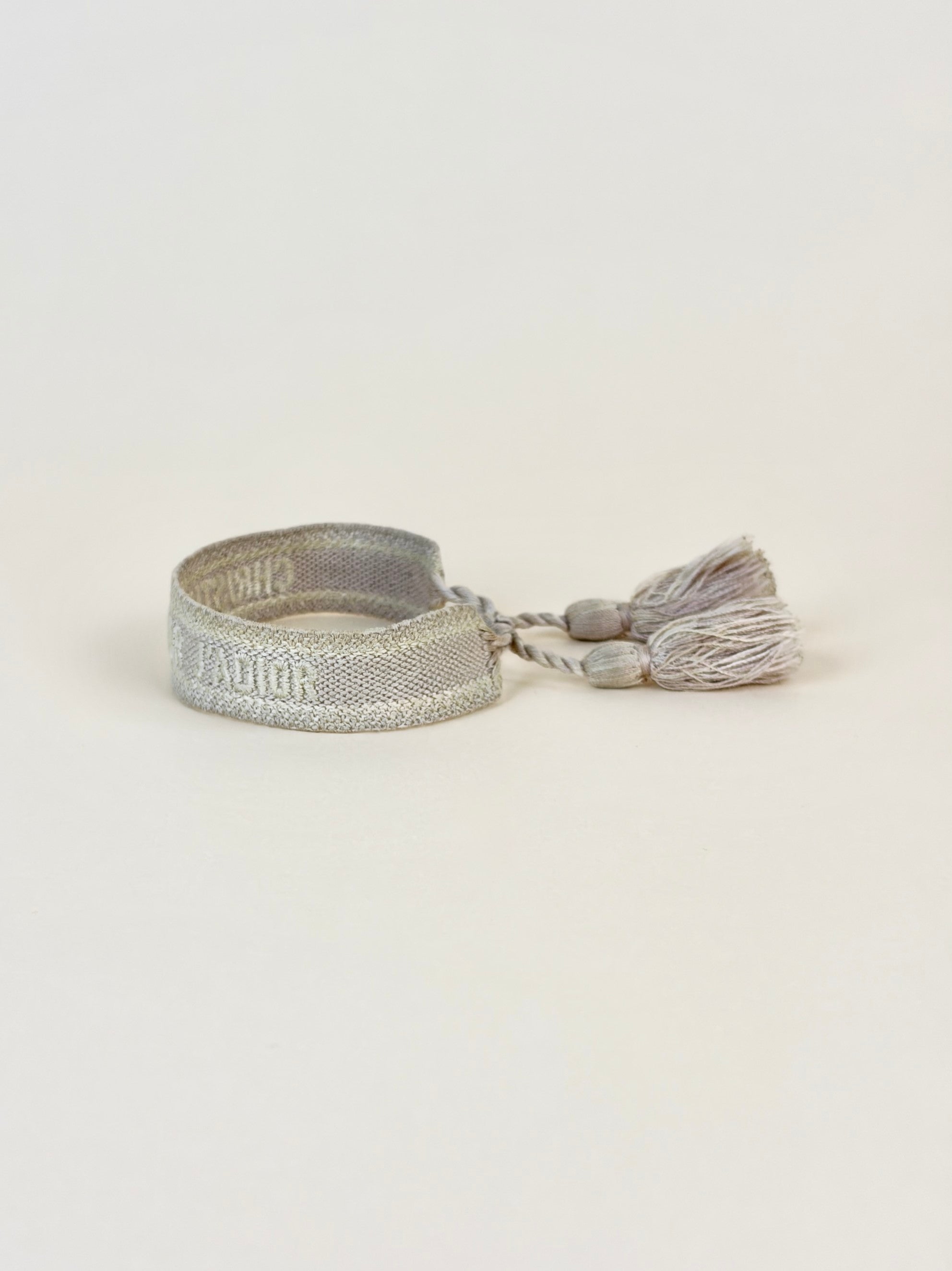 Dior beige cotton j adior woven embroidered bracelets set