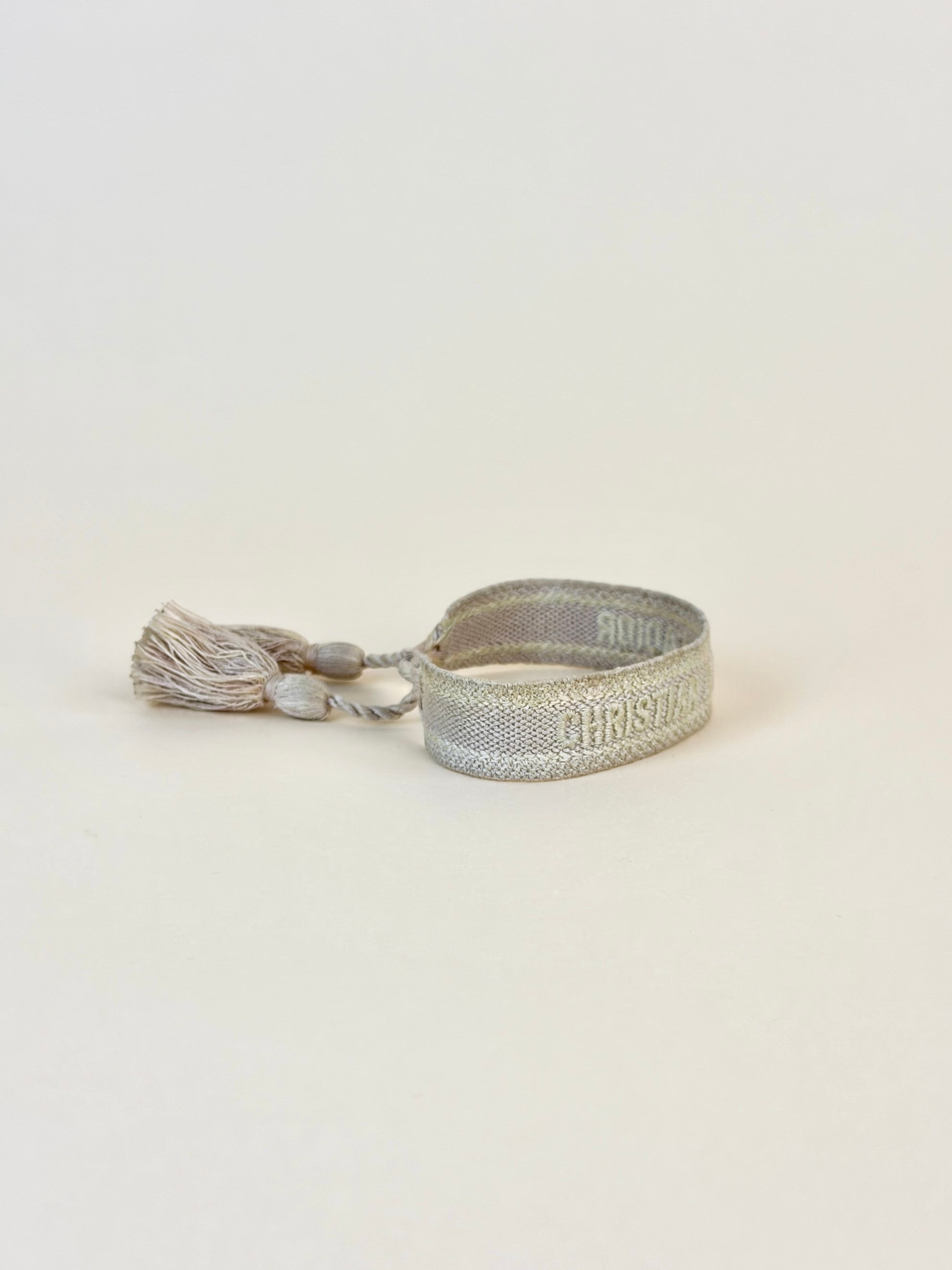 Dior beige cotton j adior woven embroidered bracelets set