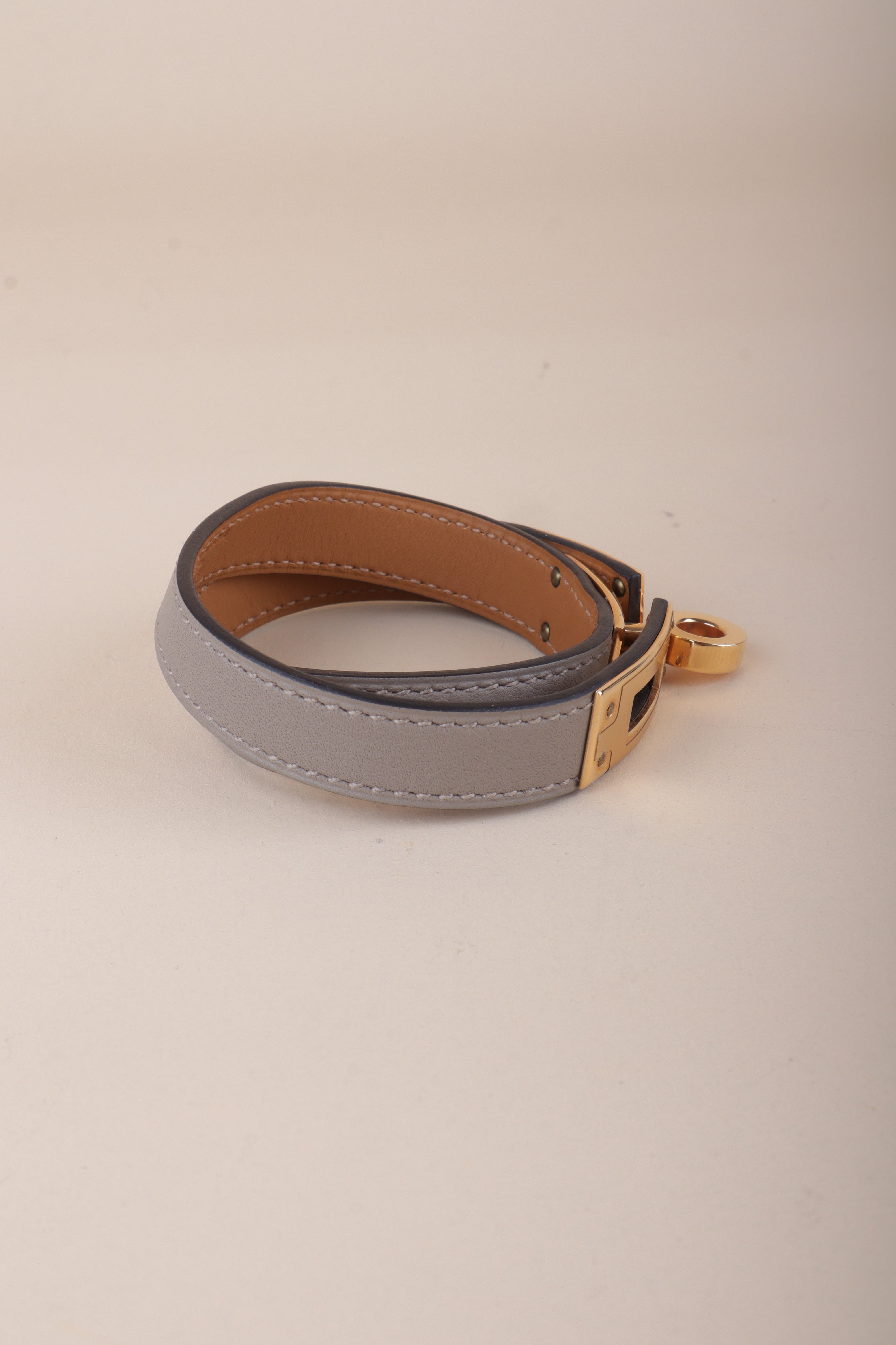 Hermes Gris Asphalt Kelly Double Tour Bracelet