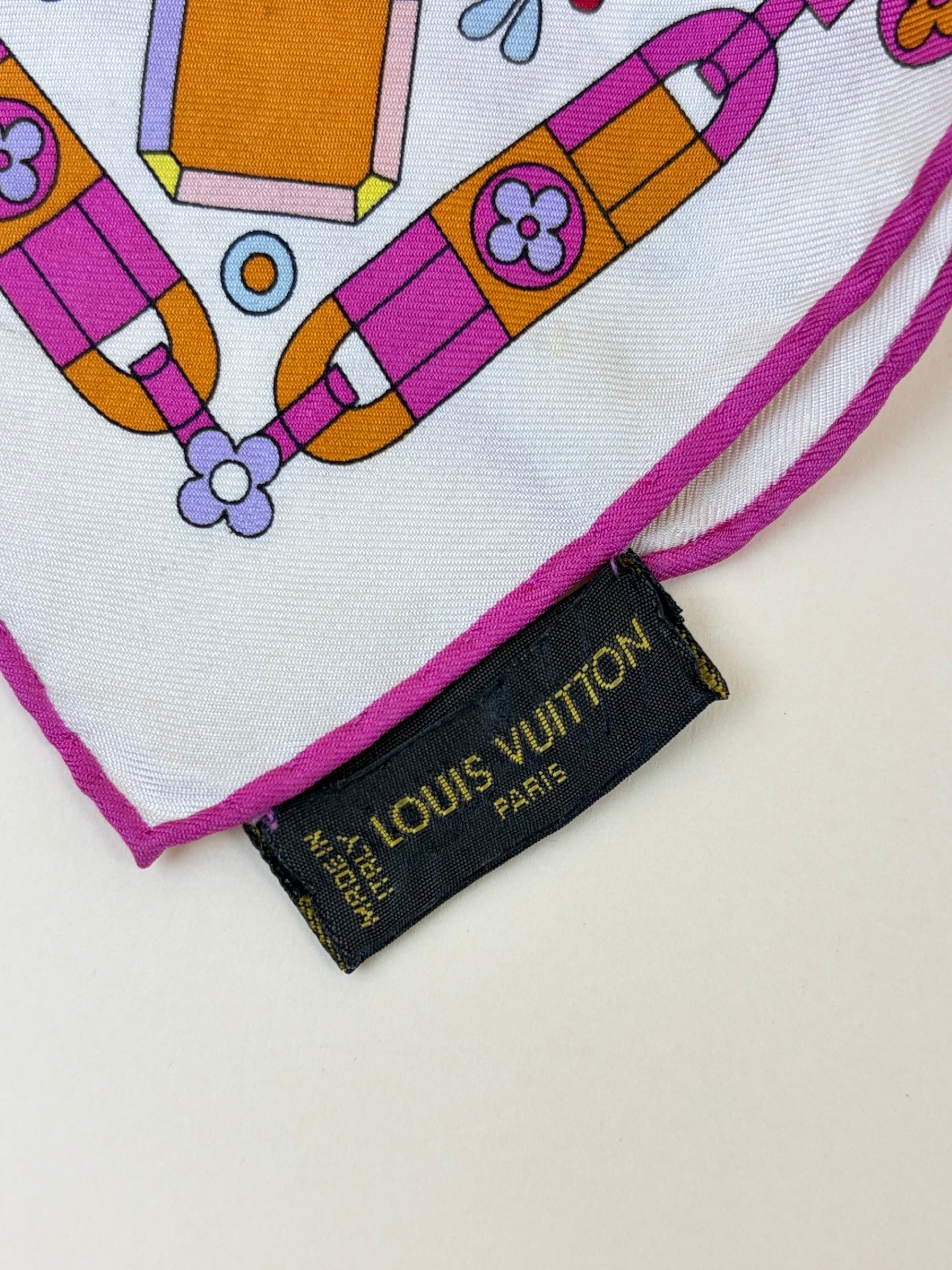 louis Vuitton lv x tm super flat multicolor silk square scarf