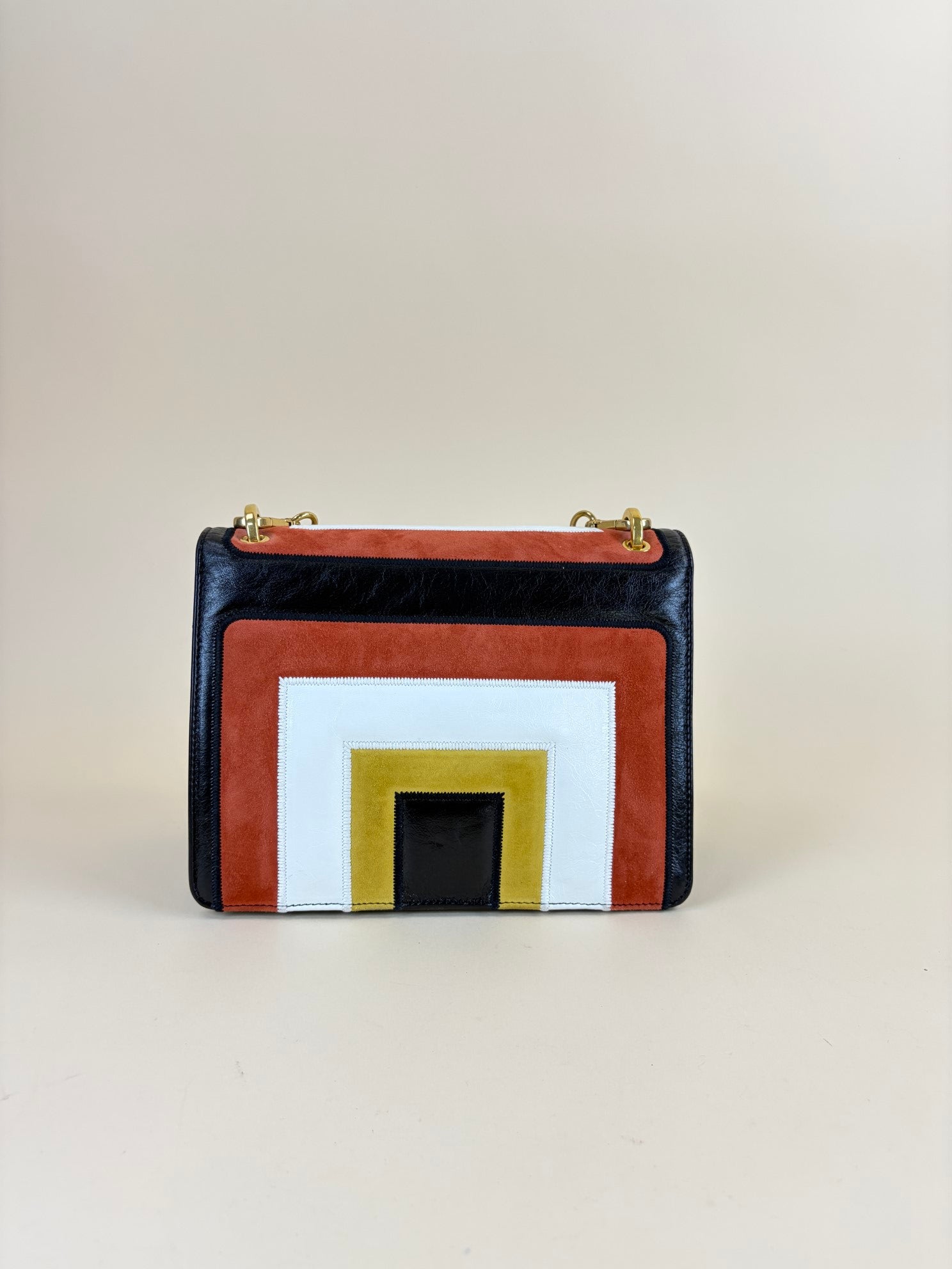 Fendi quilted leather multi color leather suede kan u