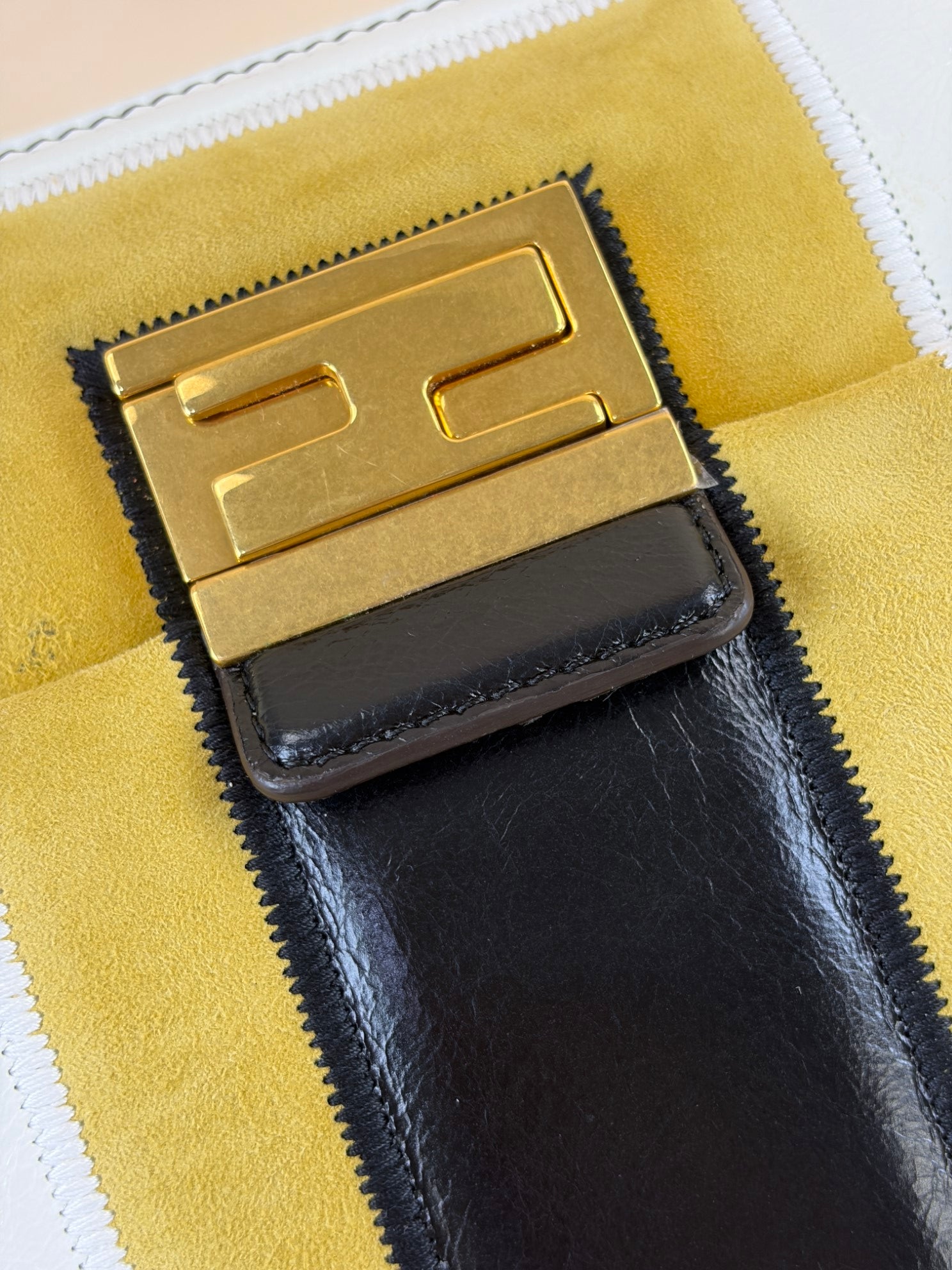 Fendi quilted leather multi color leather suede kan u