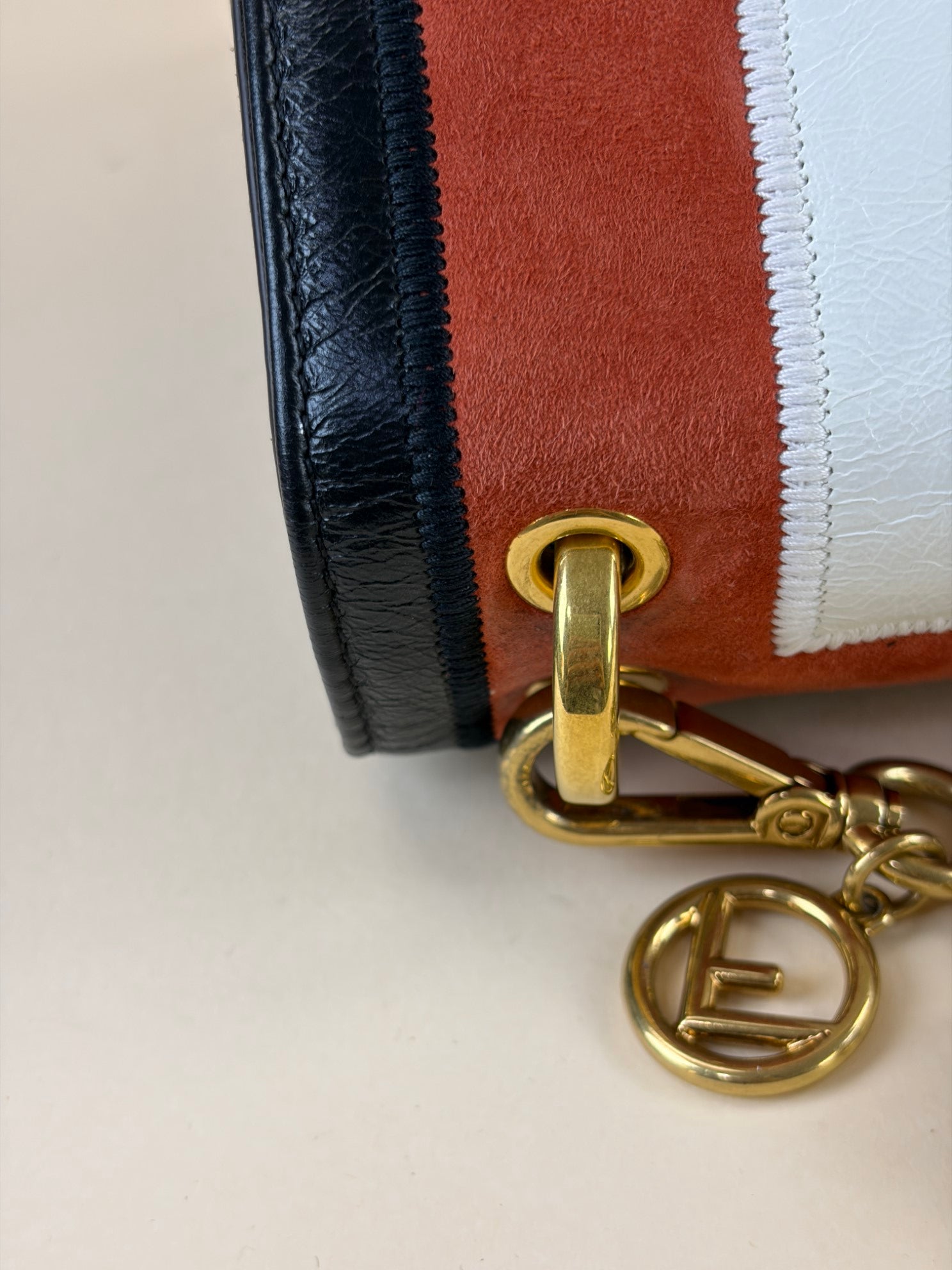 Fendi quilted leather multi color leather suede kan u