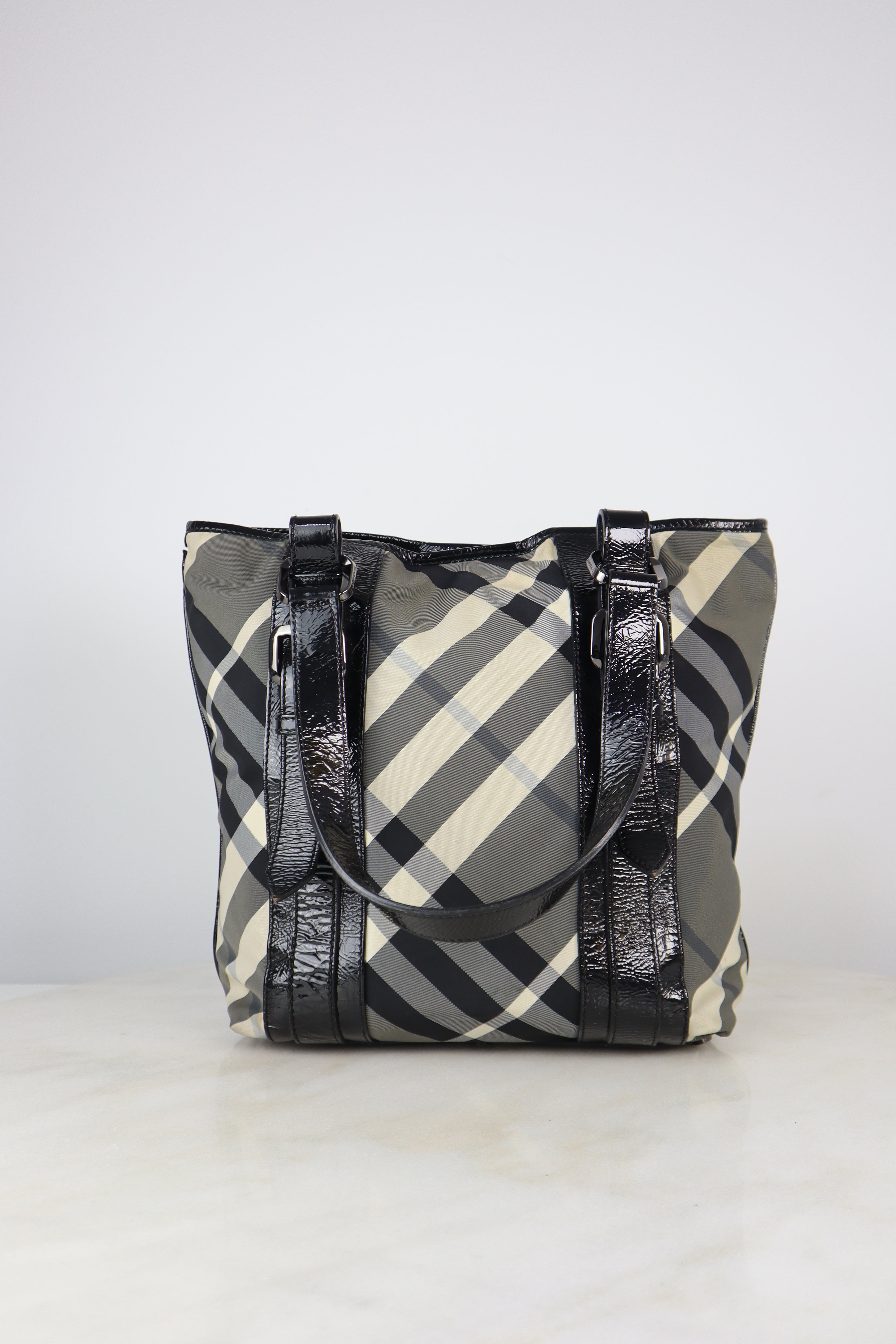 Burberry Nylon Victoria Beat Check Tote Bag