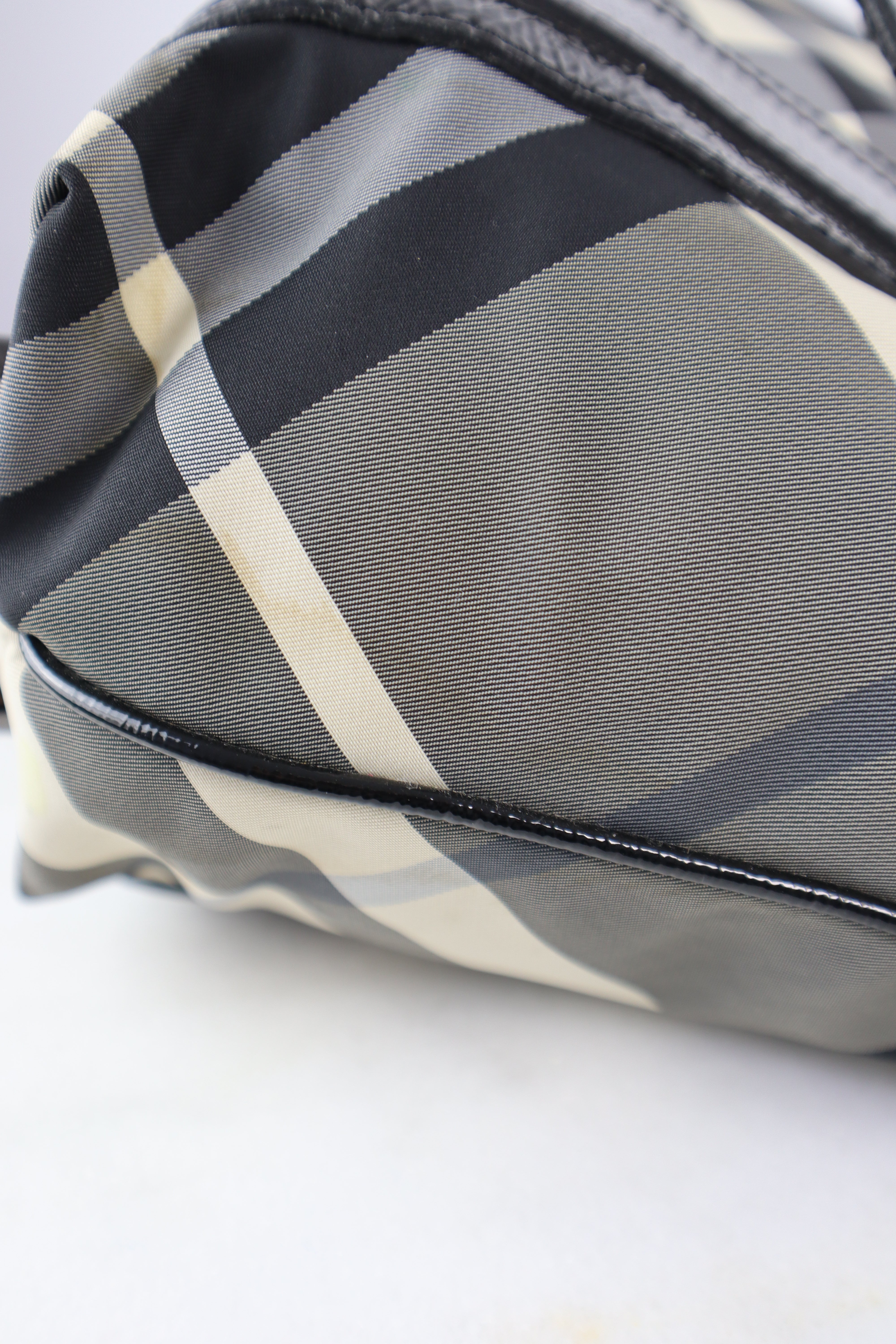 Burberry Nylon Victoria Beat Check Tote Bag