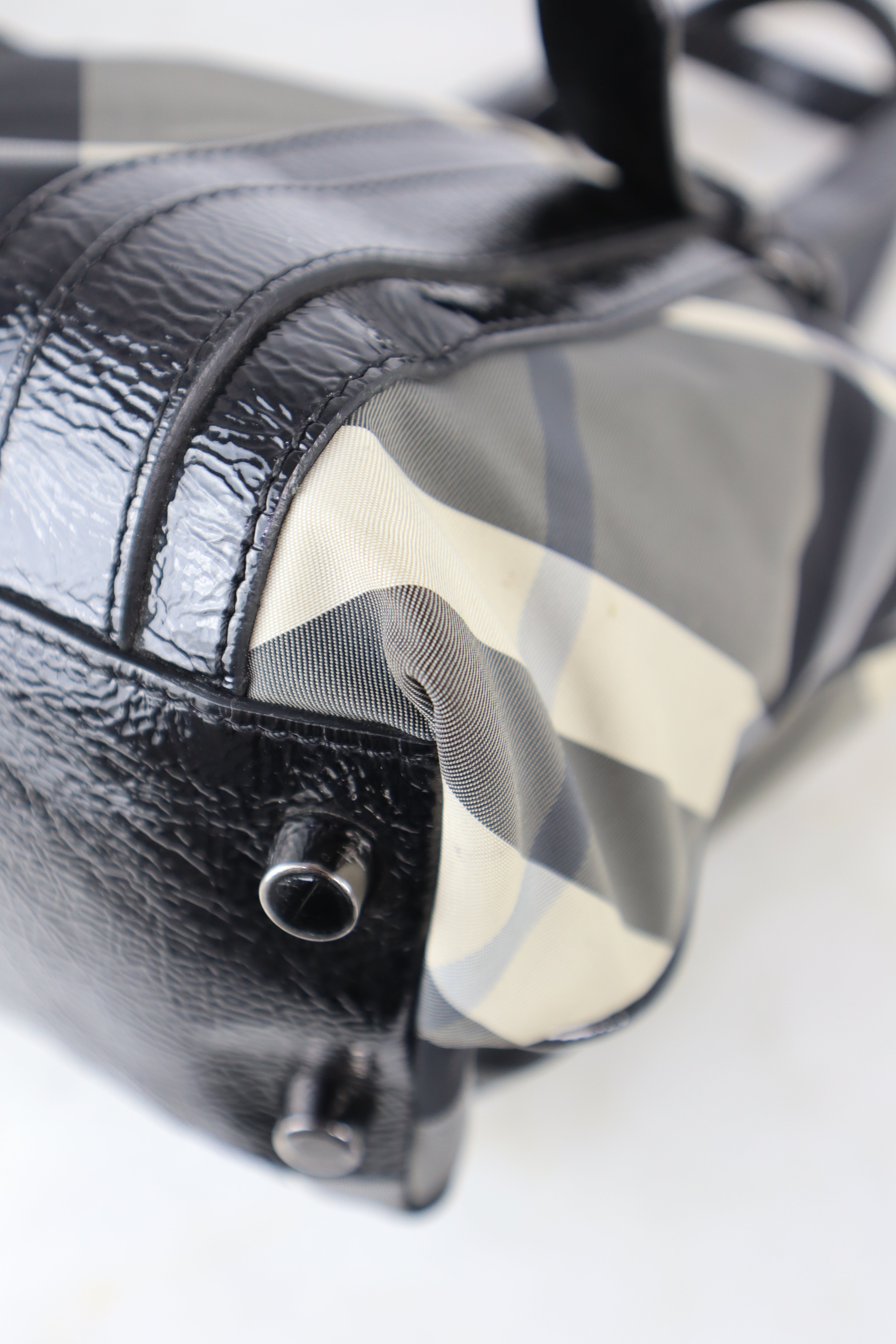 Burberry Nylon Victoria Beat Check Tote Bag
