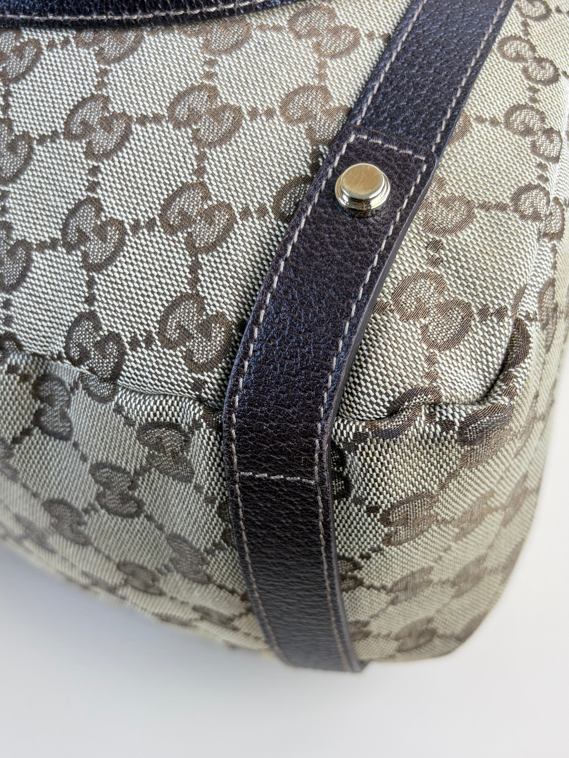 Gucci brown gg beige canvas monogram abbey medium tote bag