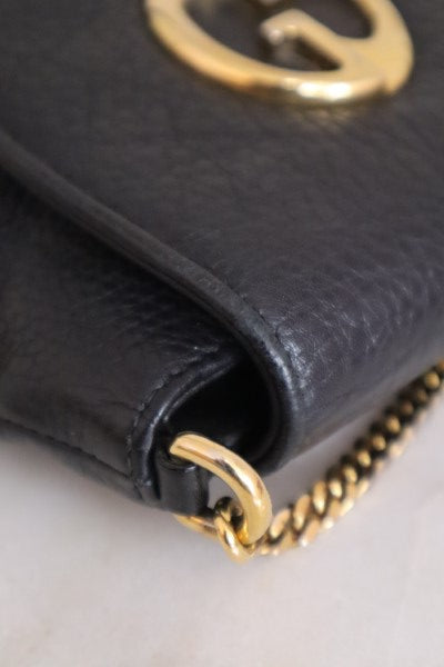 Gucci Black Pebbled Small 1973 Chain Bag