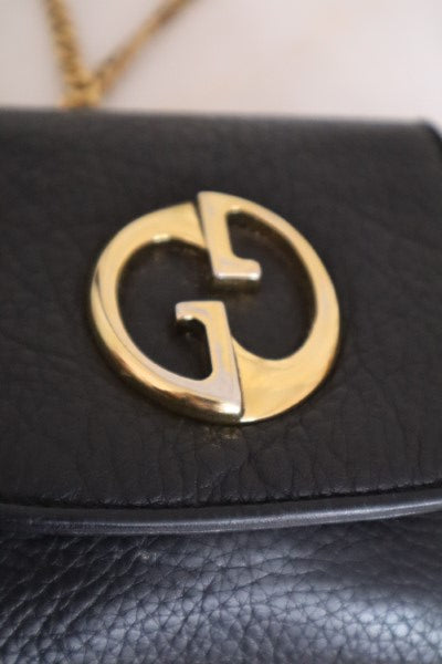 Gucci Black Pebbled Small 1973 Chain Bag