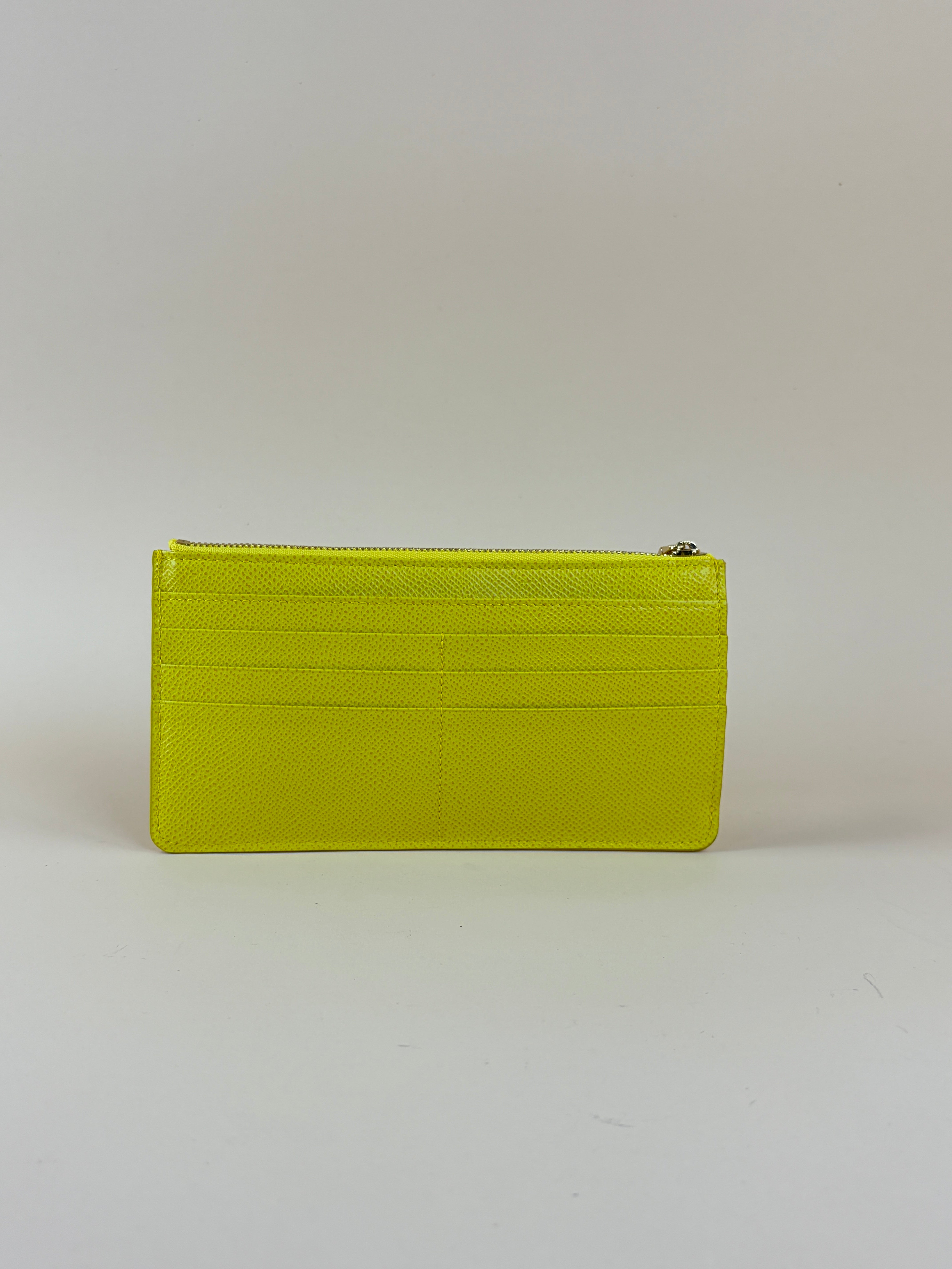 Dolce & Gabbana Yellow Dauphine Zip Card Holder