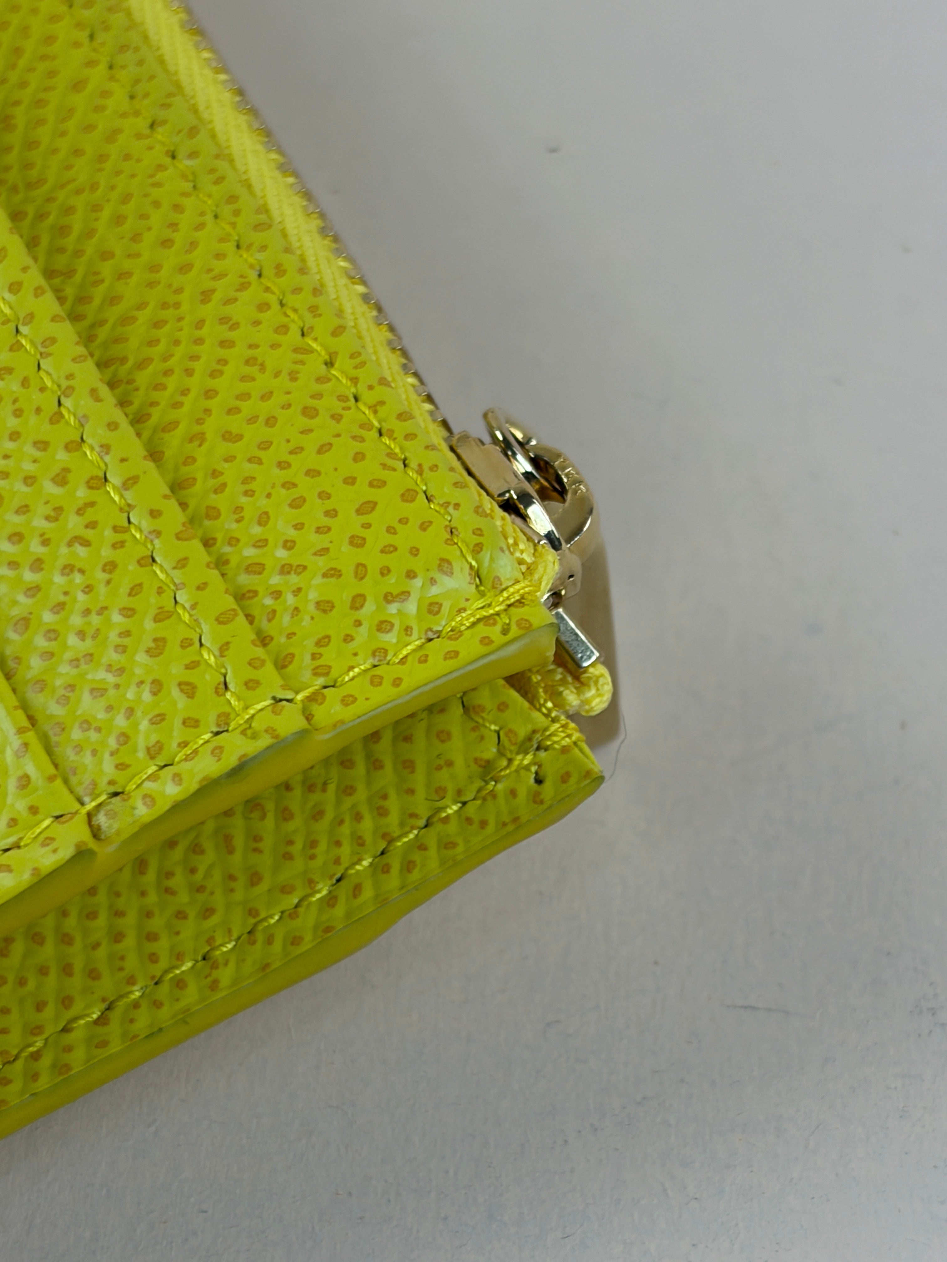 Dolce & Gabbana Yellow Dauphine Zip Card Holder