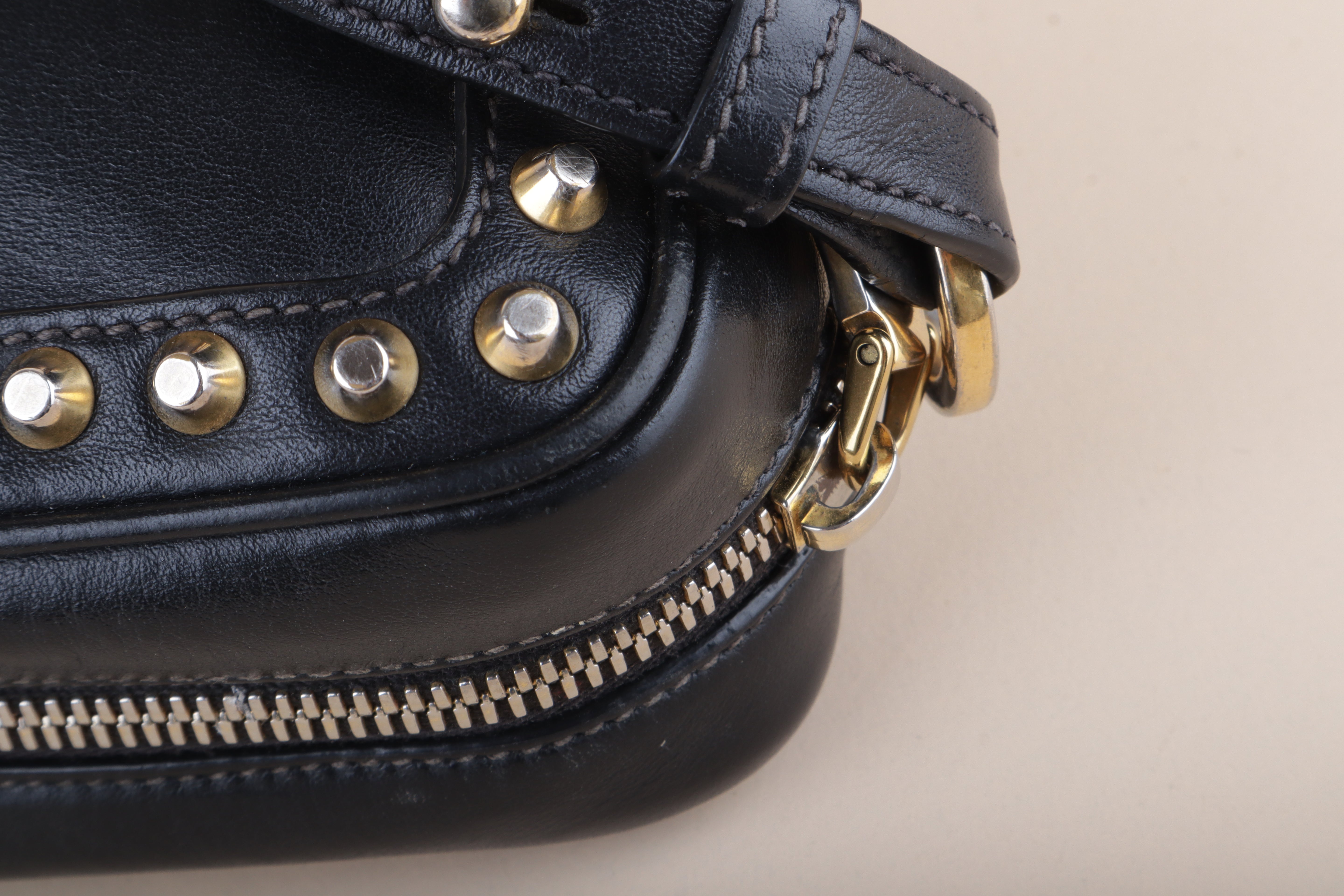 Prada Black Studded Camera Crossbody Bag