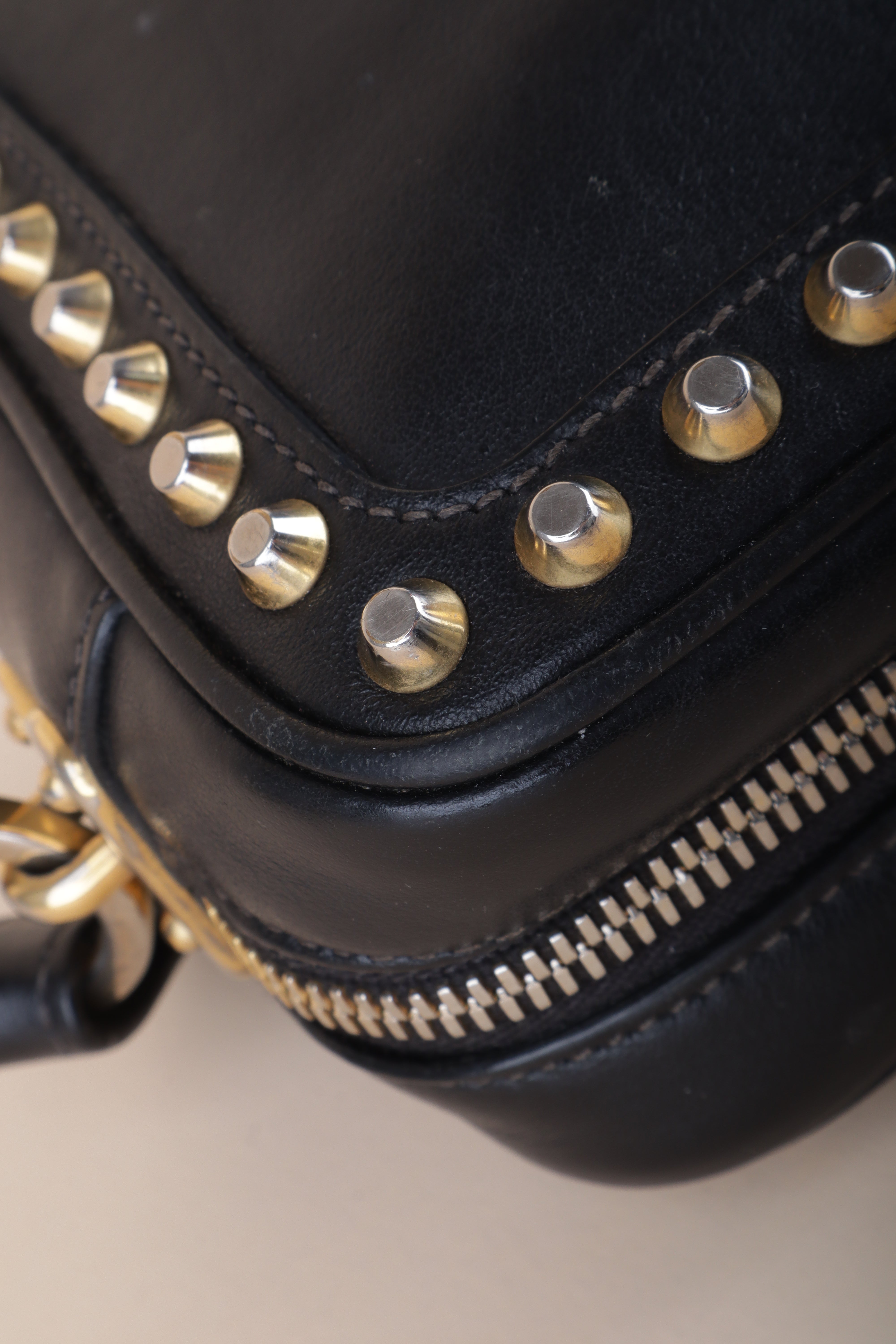 Prada Black Studded Camera Crossbody Bag