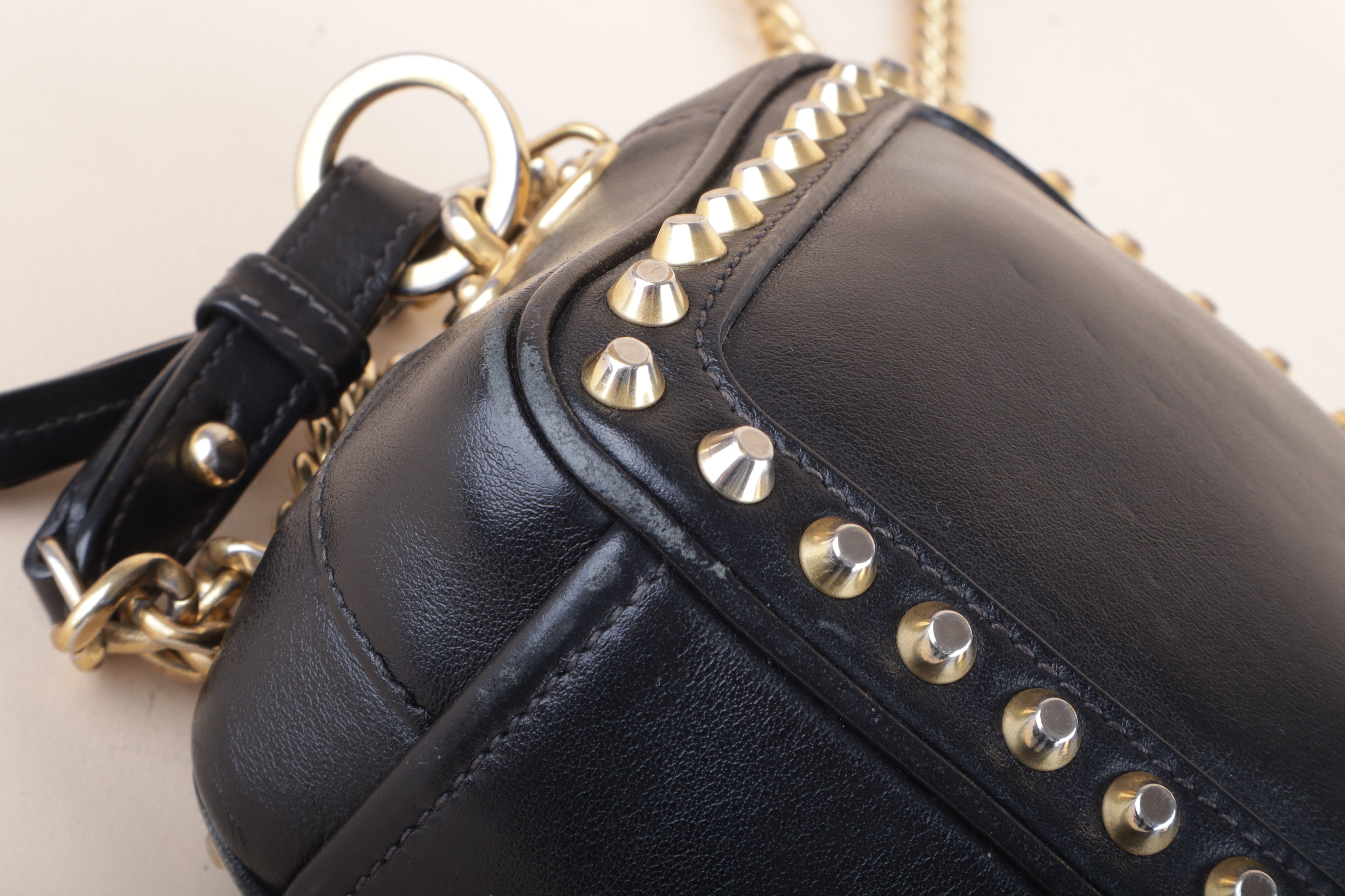 Prada Black Studded Camera Crossbody Bag