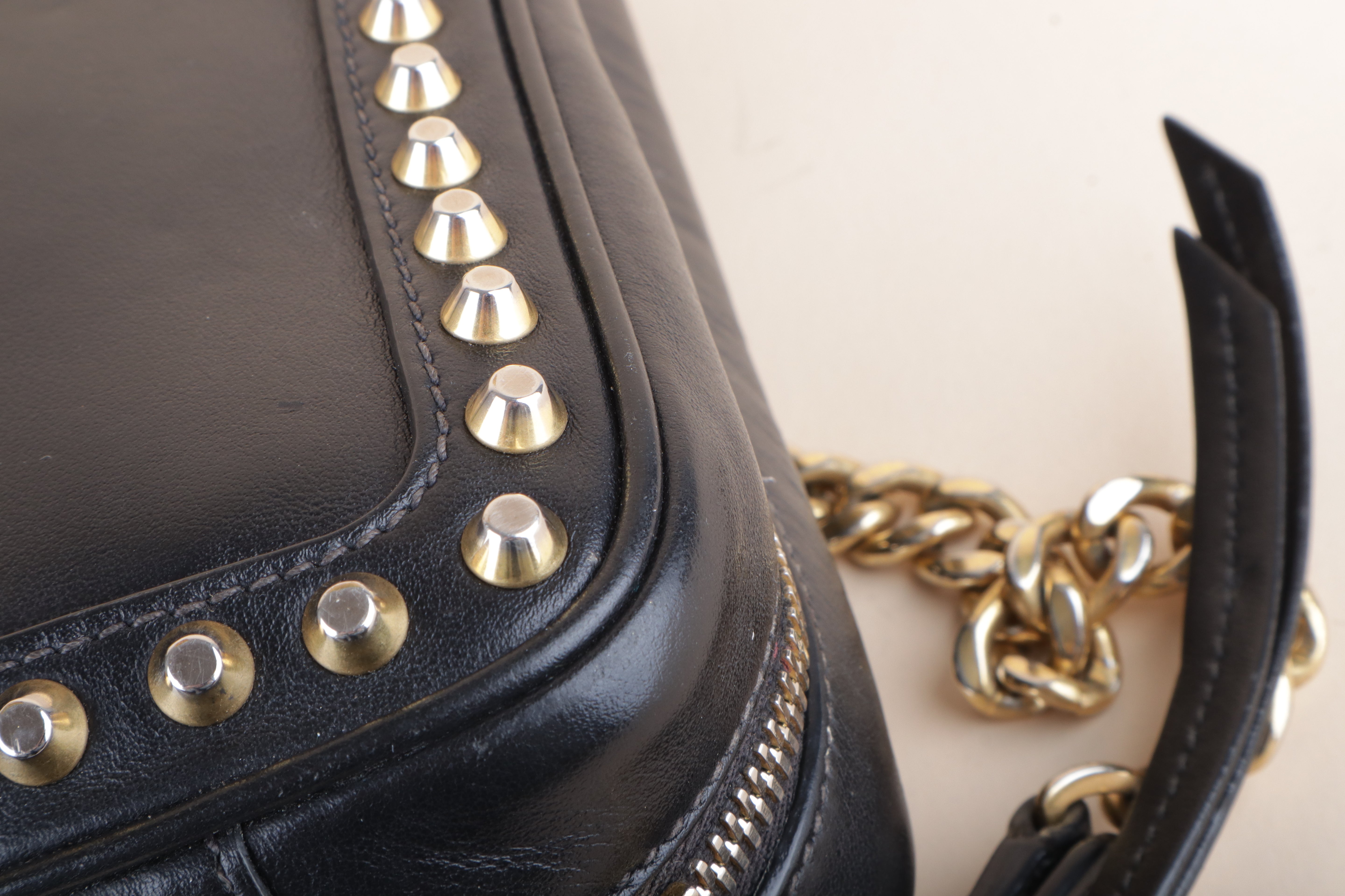 Prada Black Studded Camera Crossbody Bag