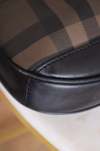 Burberry Black Smoked Check Brooklyn Hobo Trench Bag