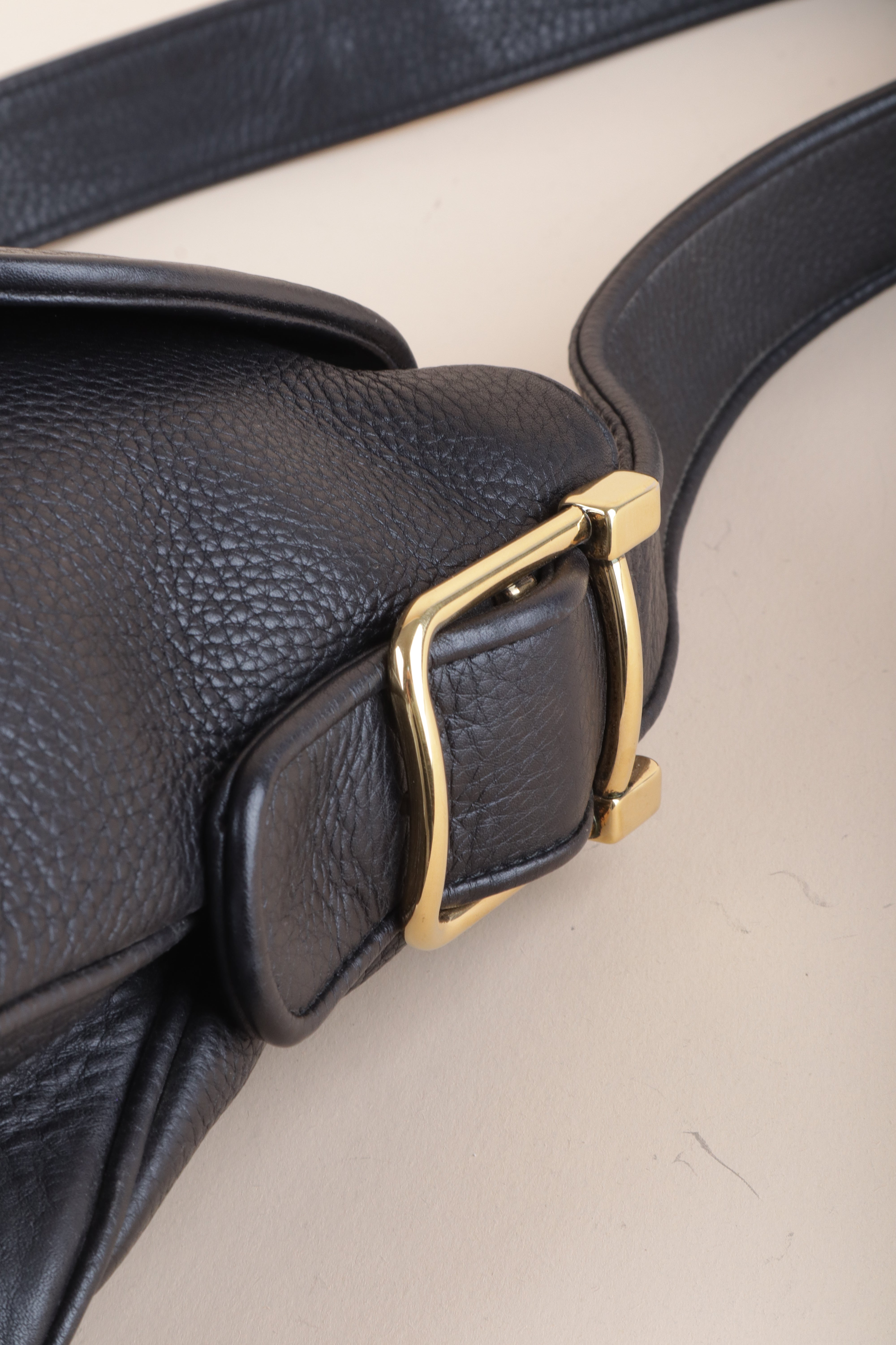 Gucci Black Pebbled 1973 Medium Bag