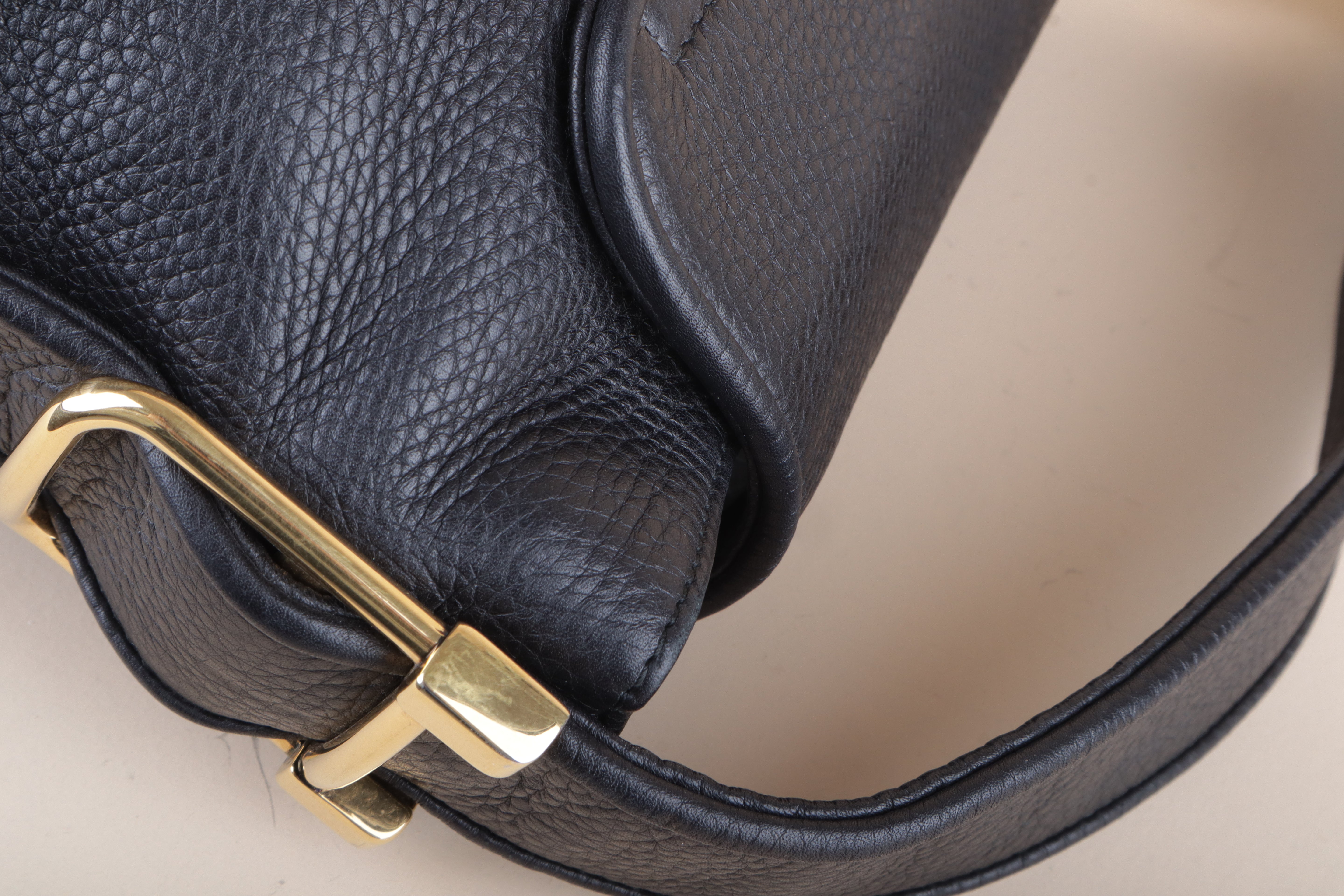 Gucci Black Pebbled 1973 Medium Bag