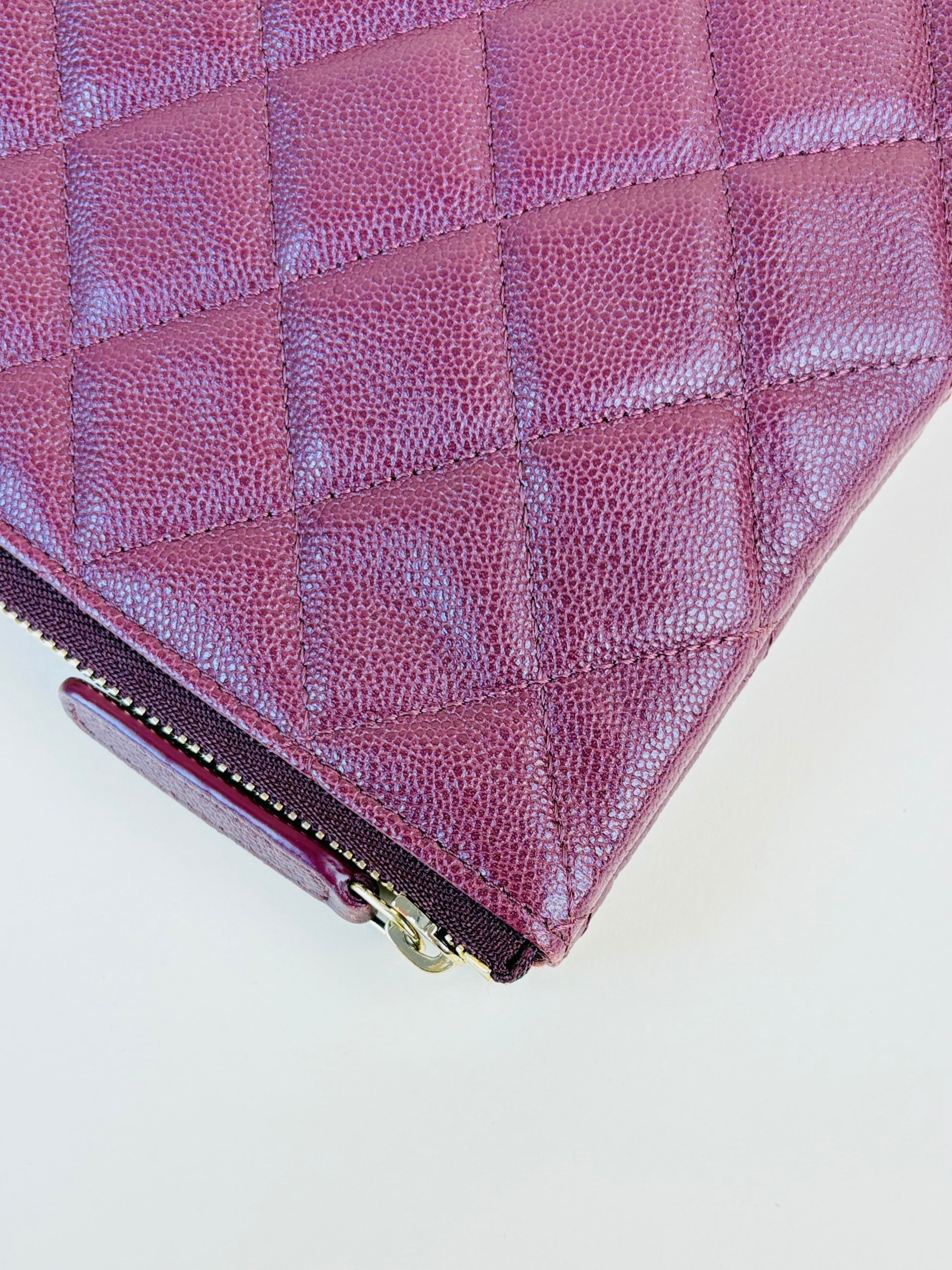 Chanel Burgundy Quilted Medium O-Case Zip Pouch