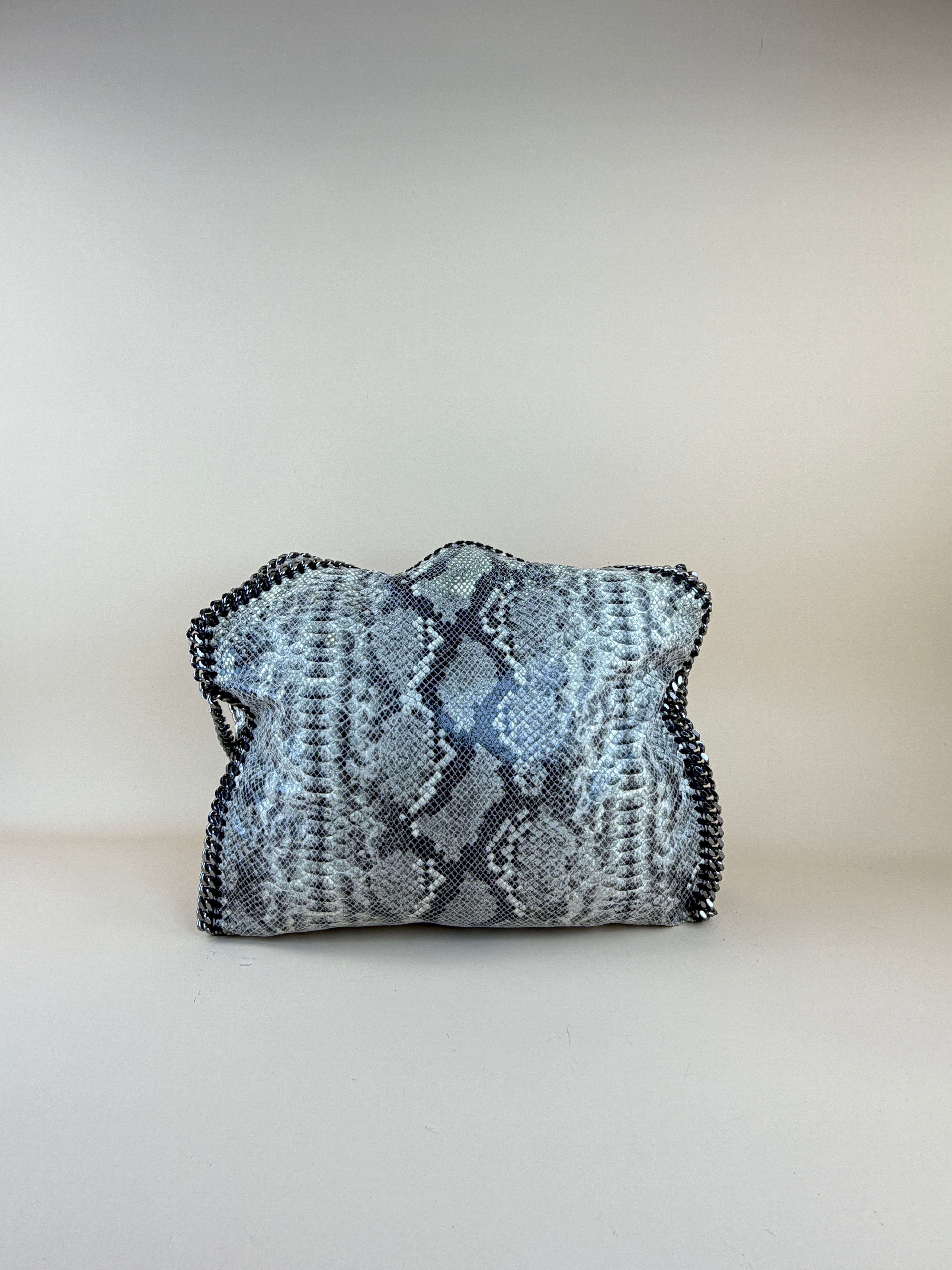 Stella Mccartney Bicolor Python Falabella Fold Over 3 Chains Bag