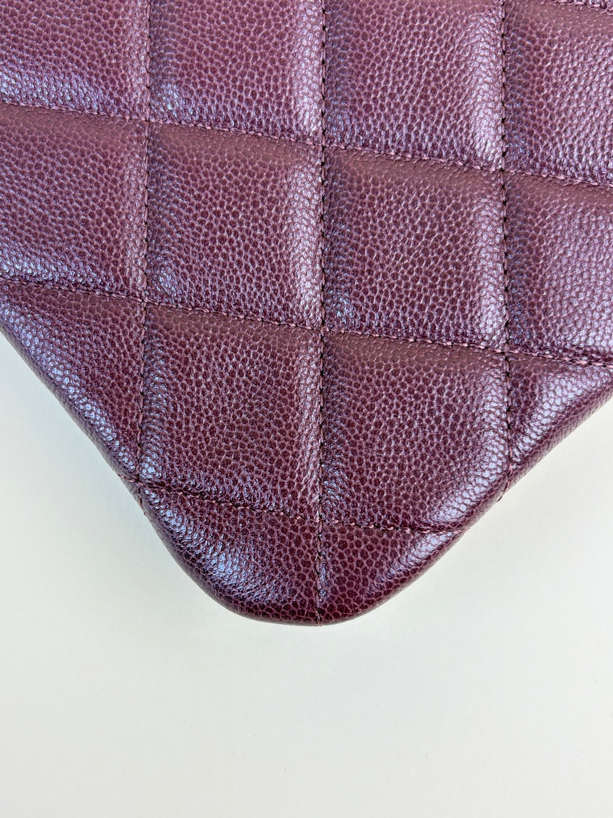 Chanel Burgundy Quilted Medium O-Case Zip Pouch