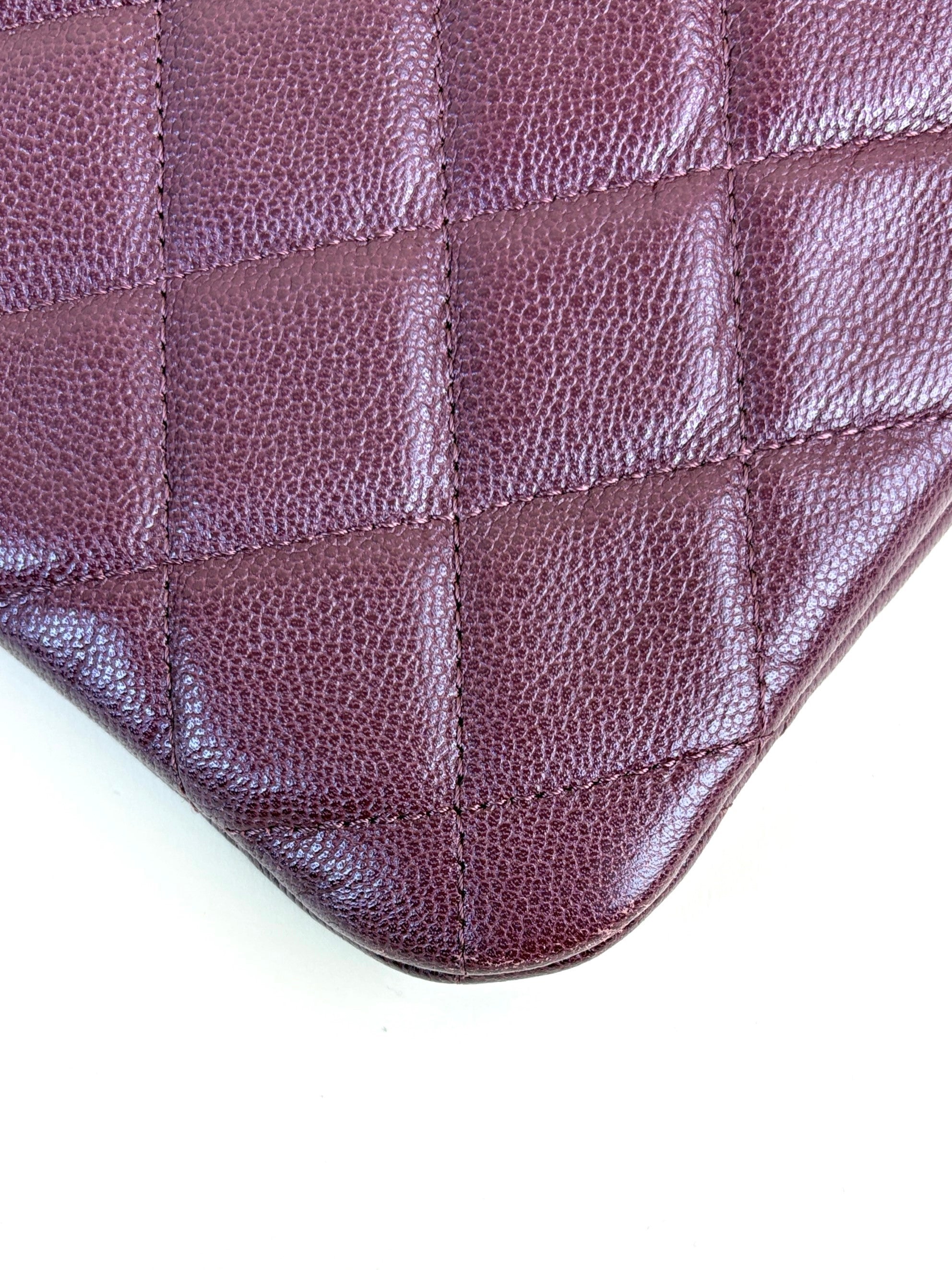 Chanel Burgundy Quilted Medium O-Case Zip Pouch