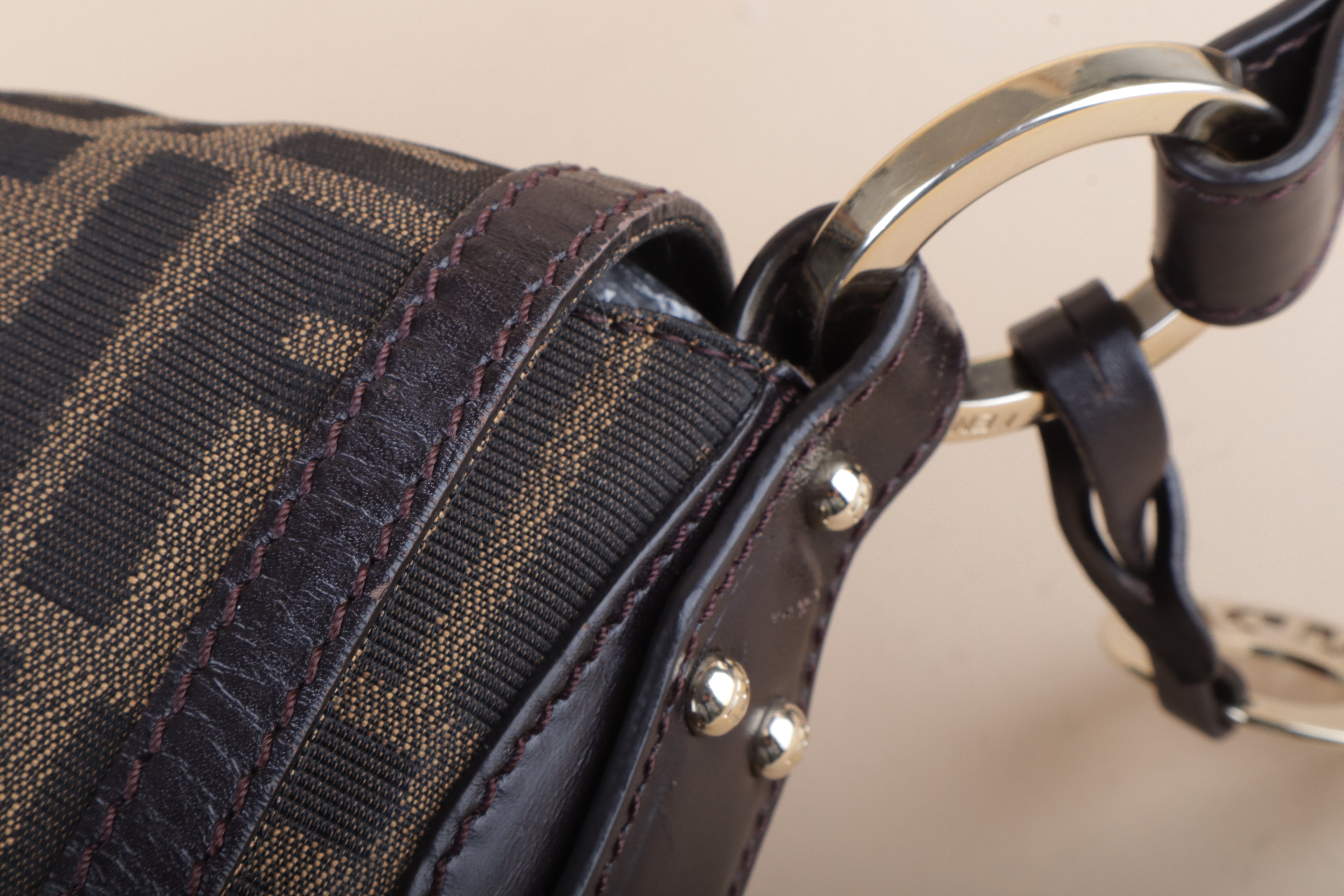 Fendi Bicolor Small Chef Tobacco Zucca Shoulder Bag