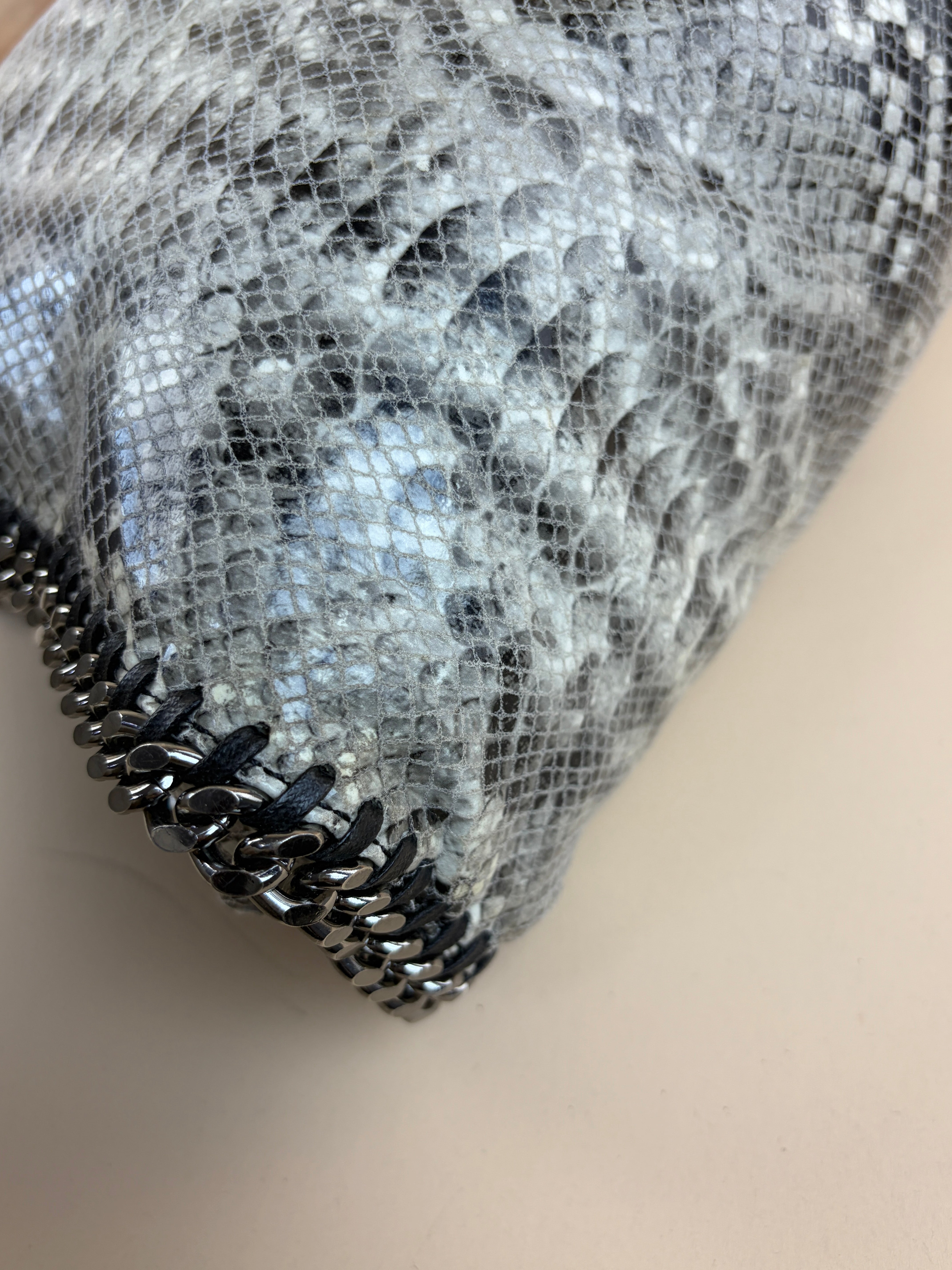 Stella Mccartney Bicolor Python Falabella Fold Over 3 Chains Bag