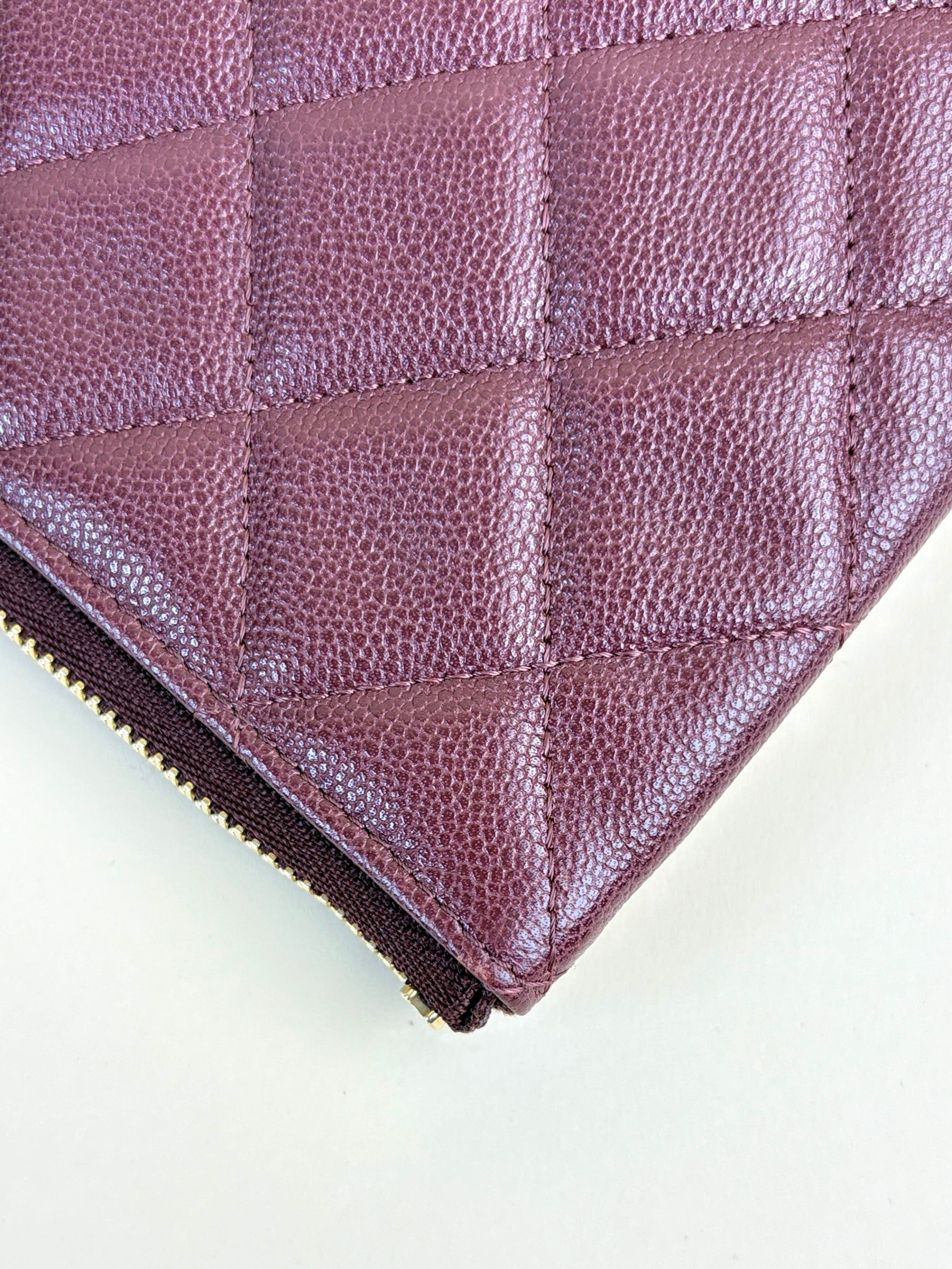 Chanel Burgundy Quilted Medium O-Case Zip Pouch