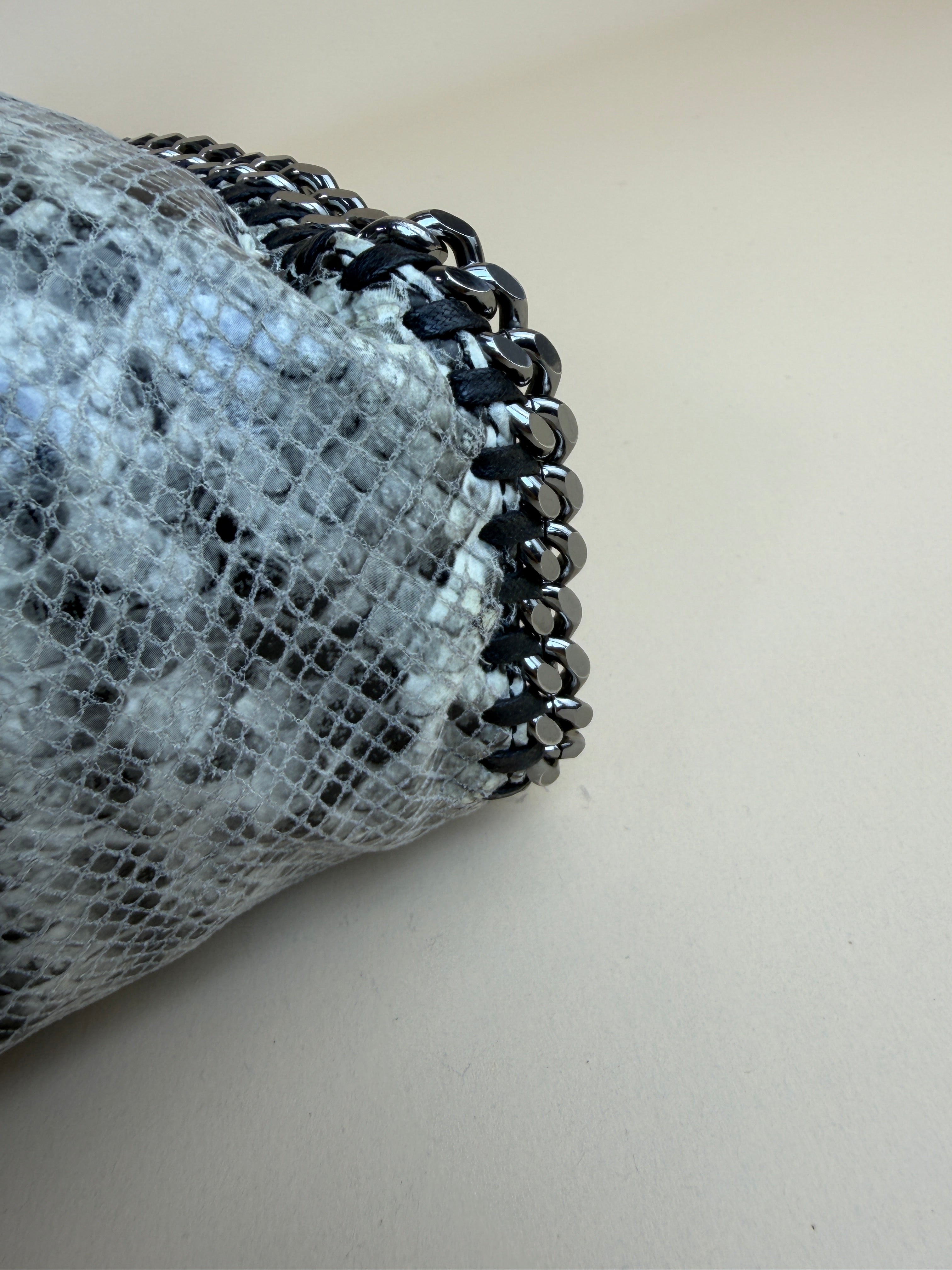 Stella Mccartney Bicolor Python Falabella Fold Over 3 Chains Bag