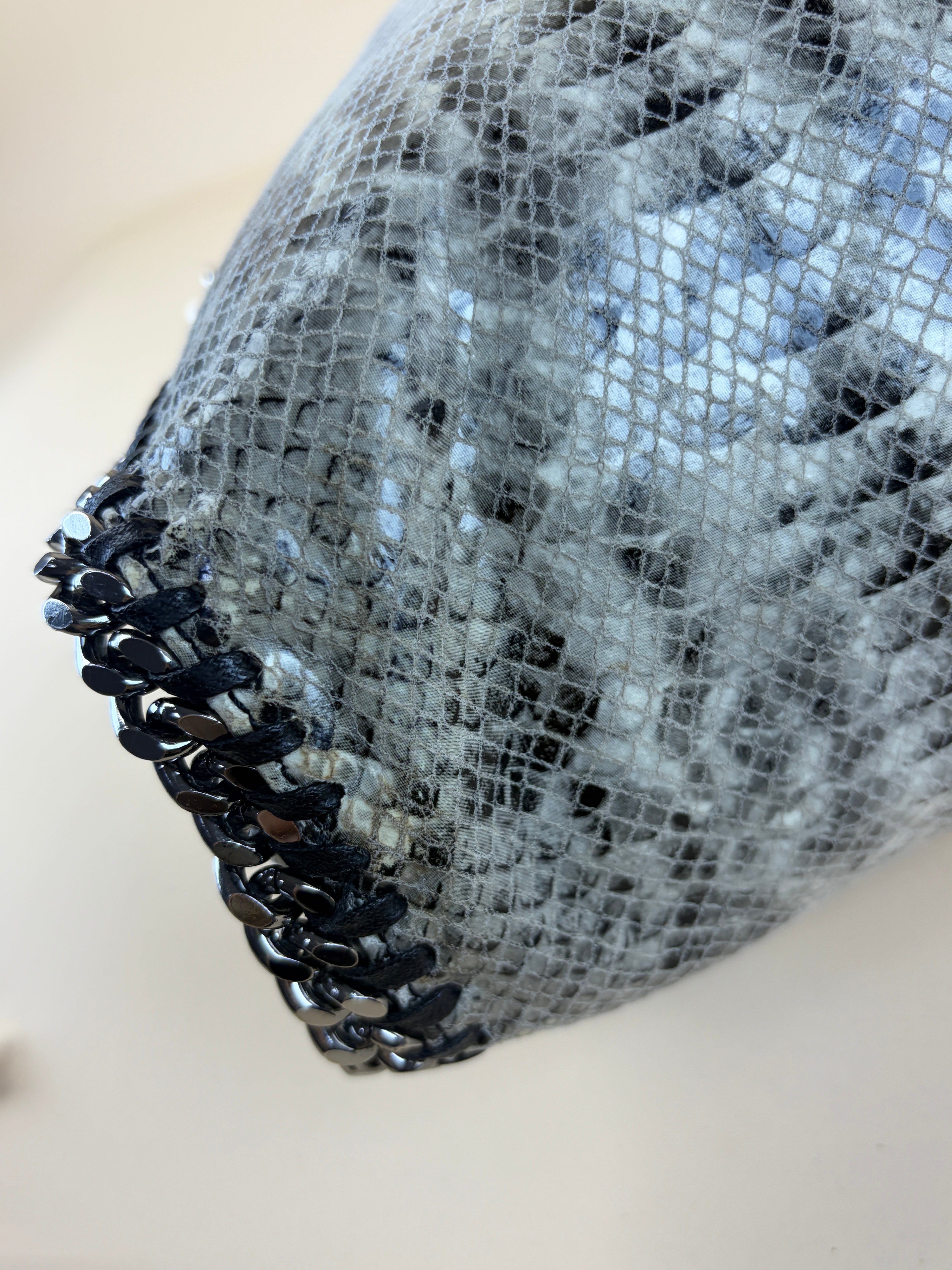 Stella Mccartney Bicolor Python Falabella Fold Over 3 Chains Bag