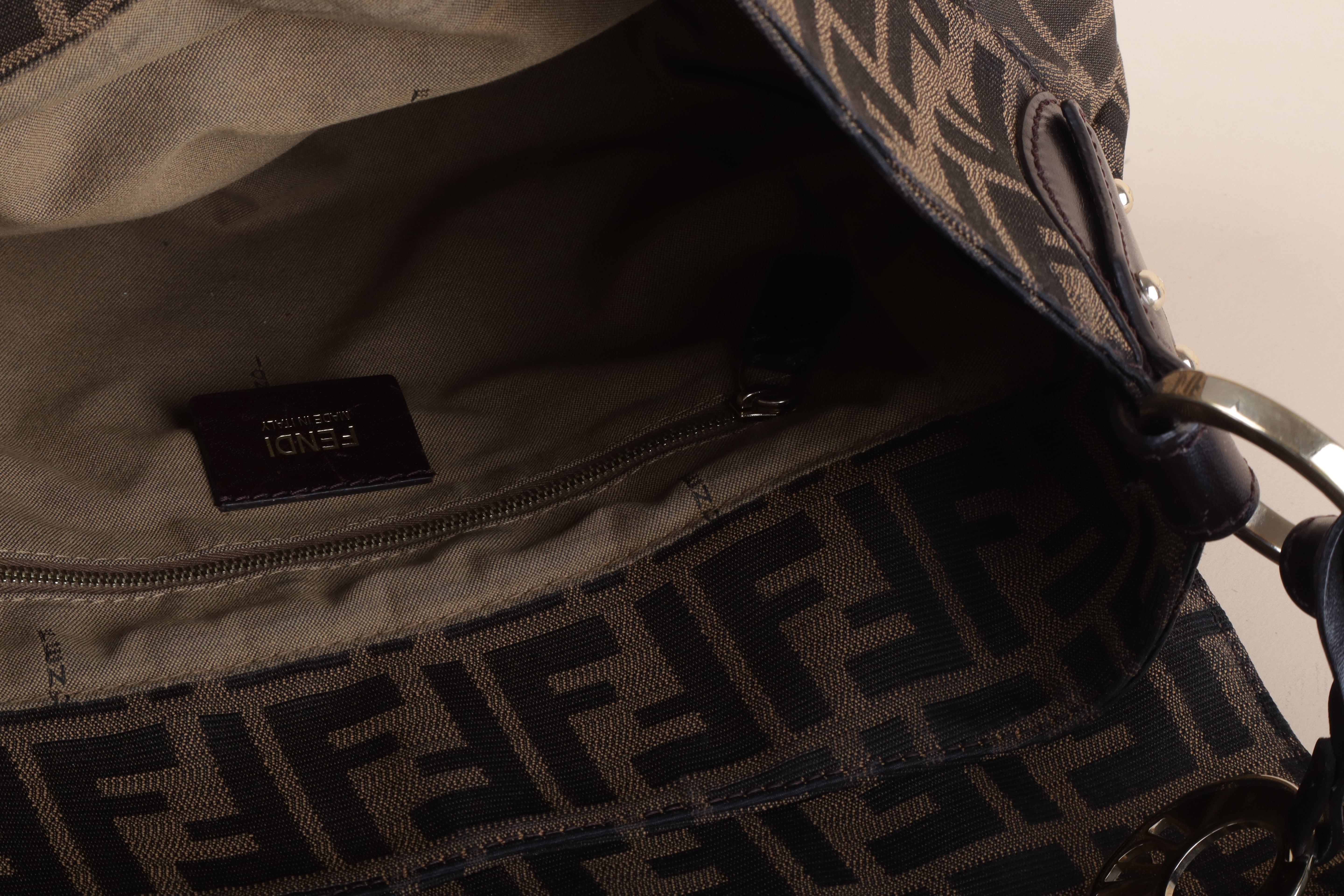 Fendi Bicolor Small Chef Tobacco Zucca Shoulder Bag