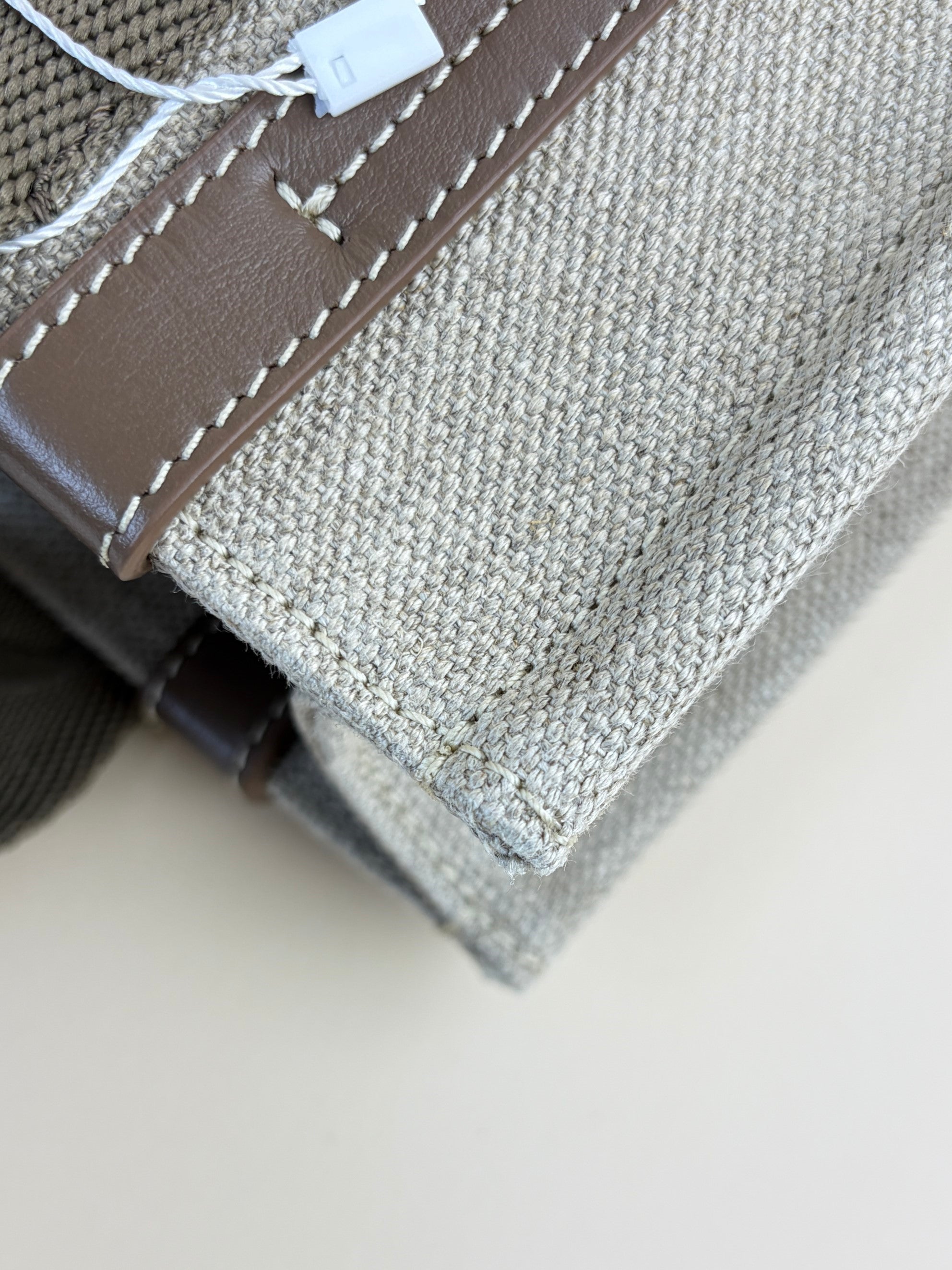 Chloe Brown Linen Small Woody Tote Bag W/ Strap