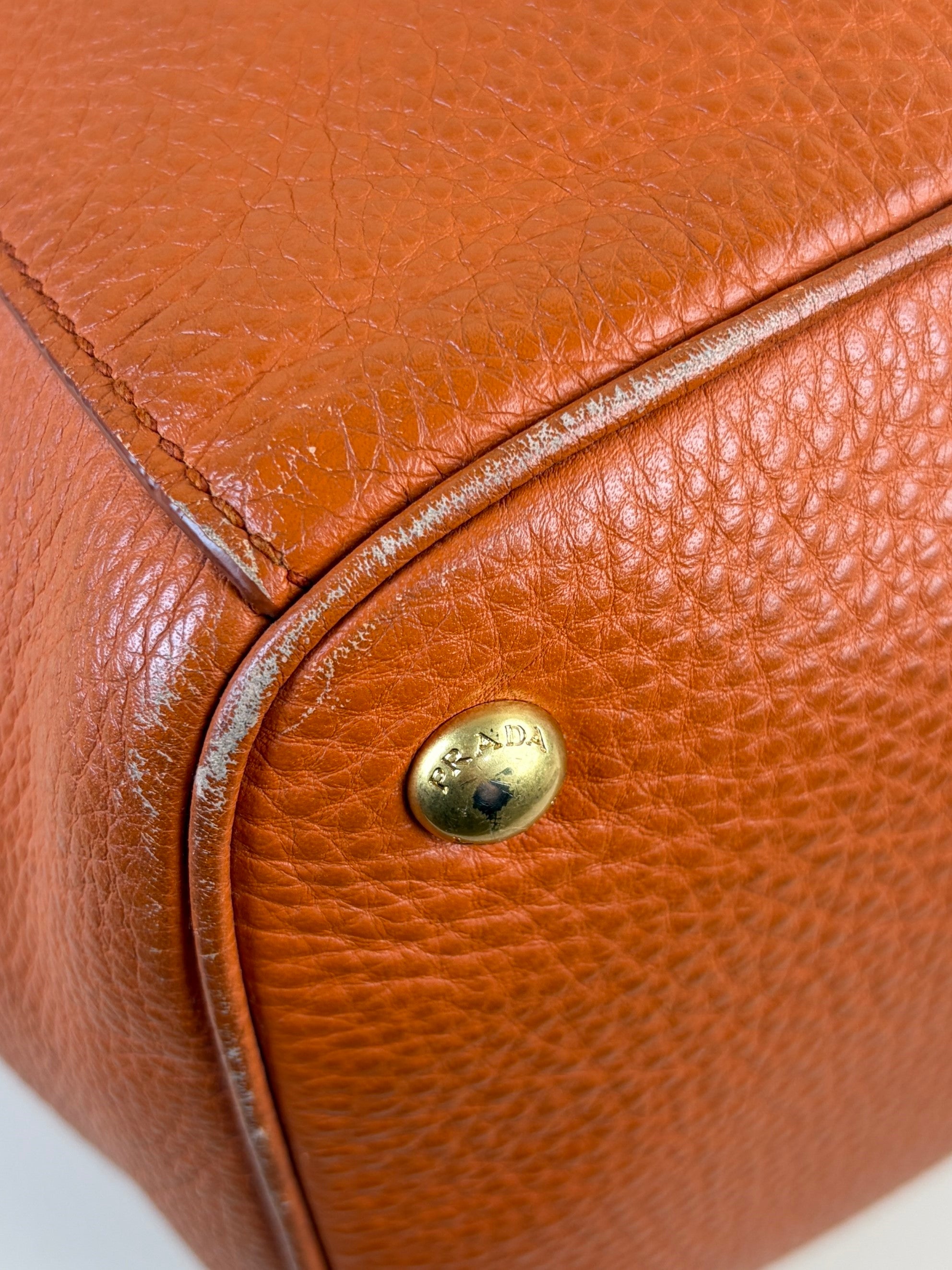 Prada Papaya Vitello Daino Shopping Tote Bag