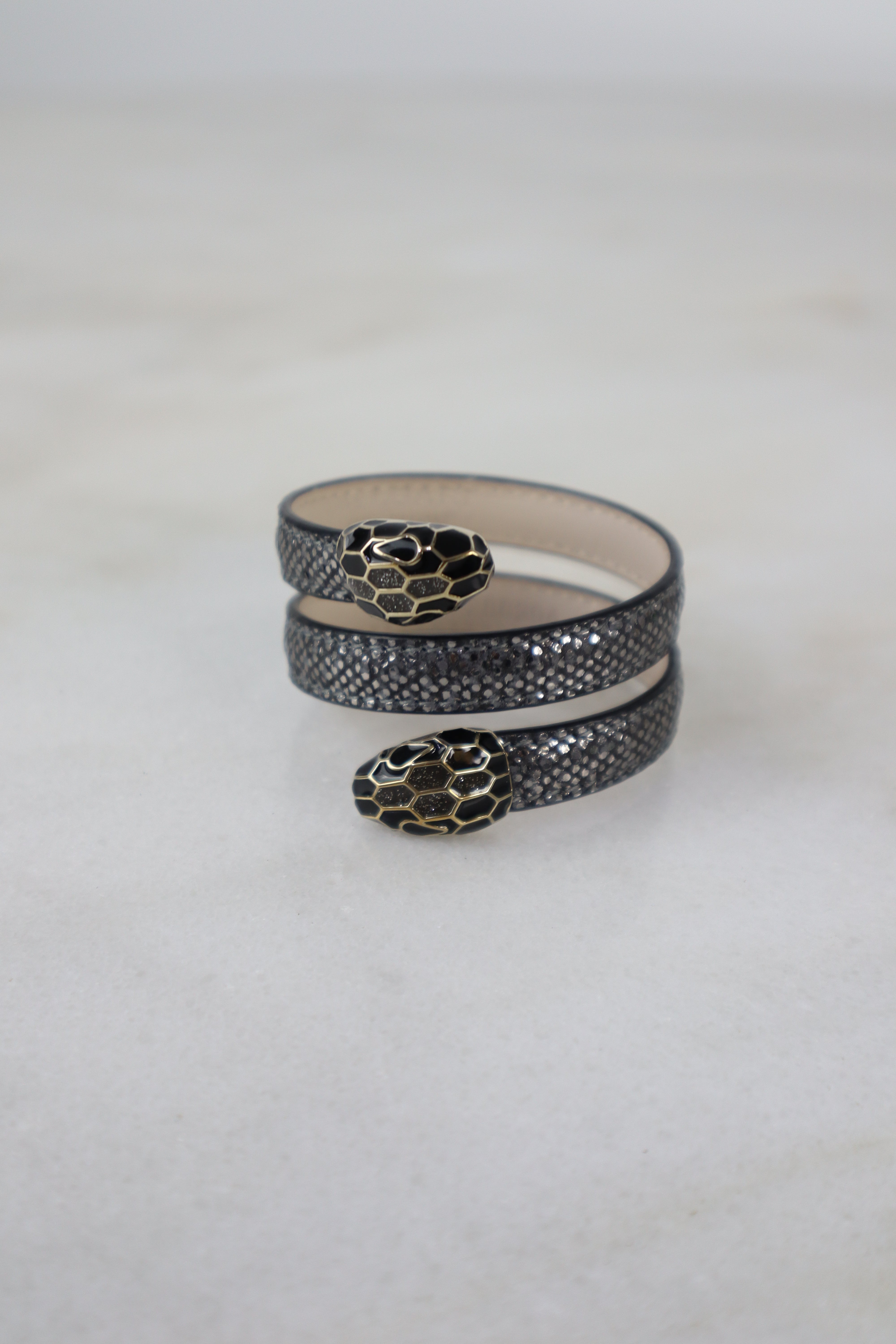 Bvlgari Silver Karung Serpenti Double Bracelet