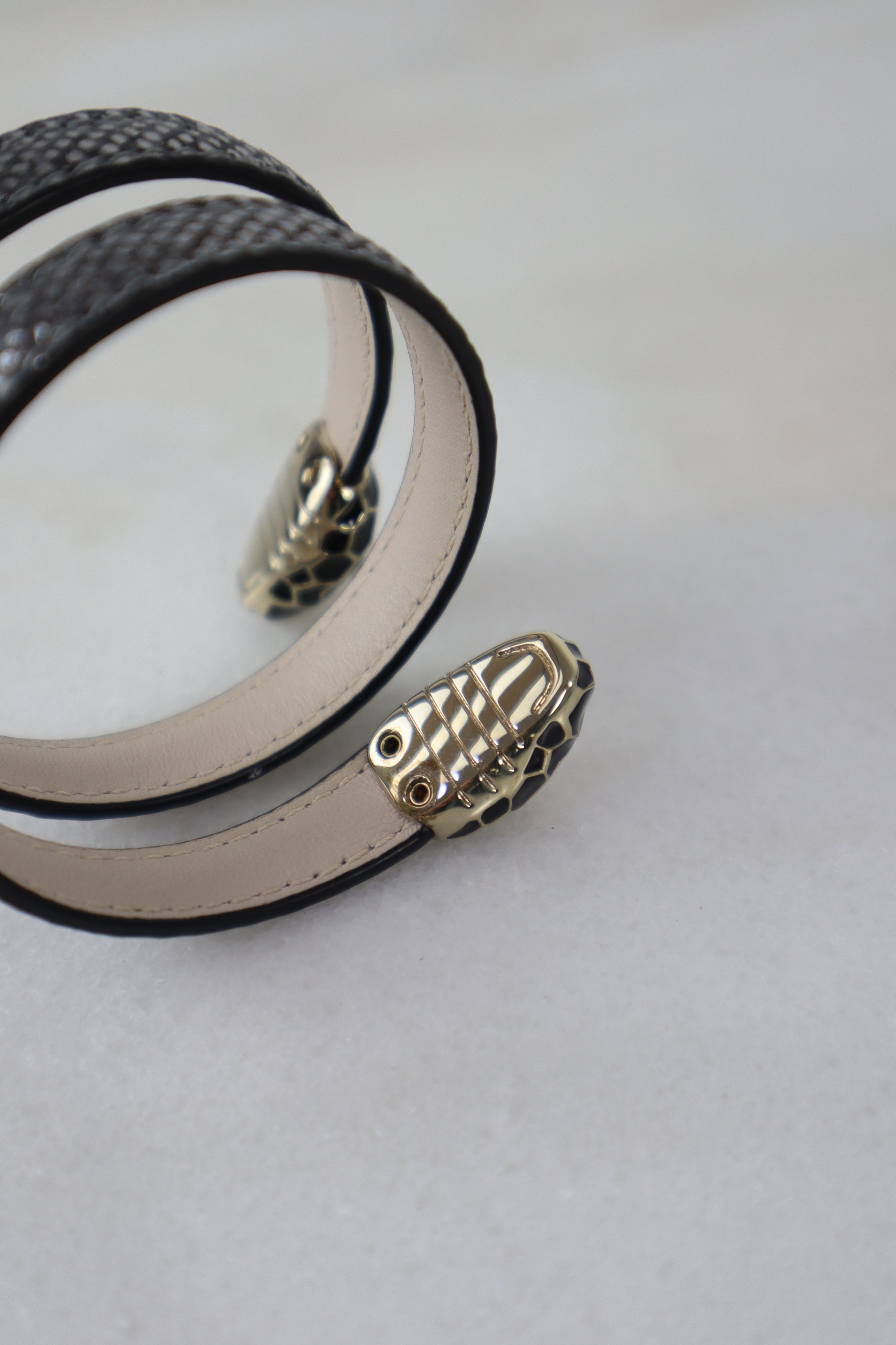 Bvlgari Silver Karung Serpenti Double Bracelet