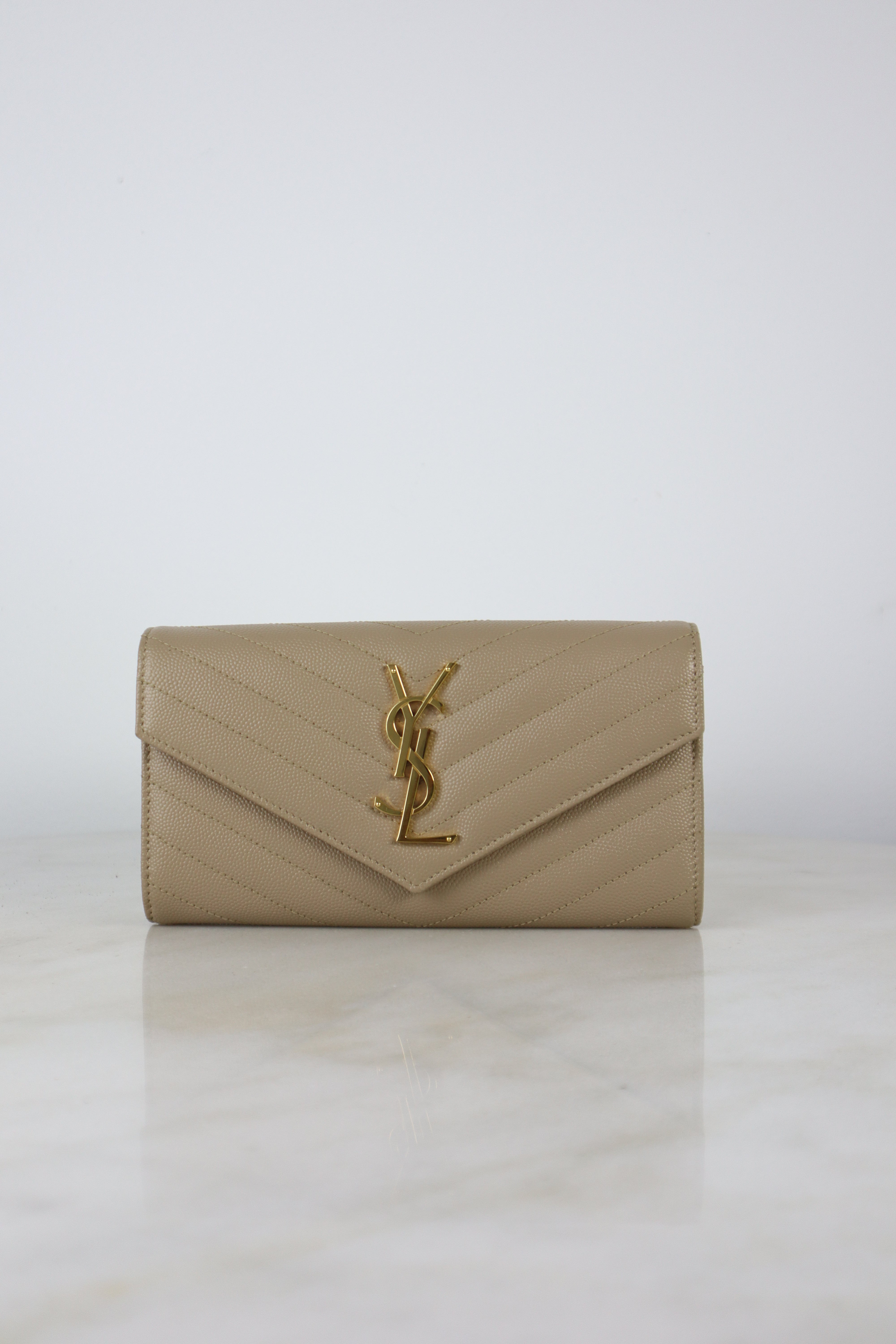 YSL Beige Cassandra Long Wallet
