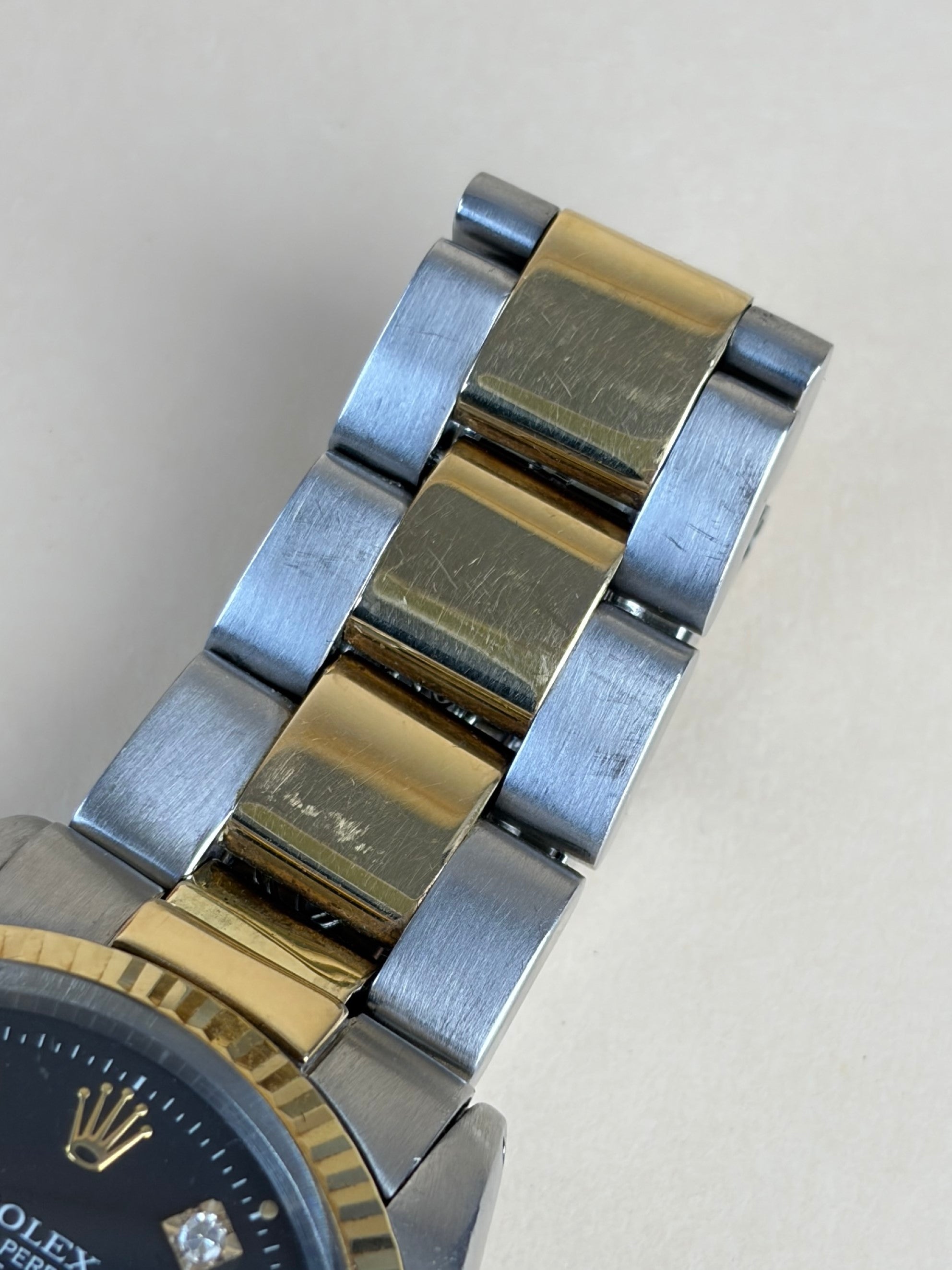 Rolex  date just 36 with a black dial & diamonds