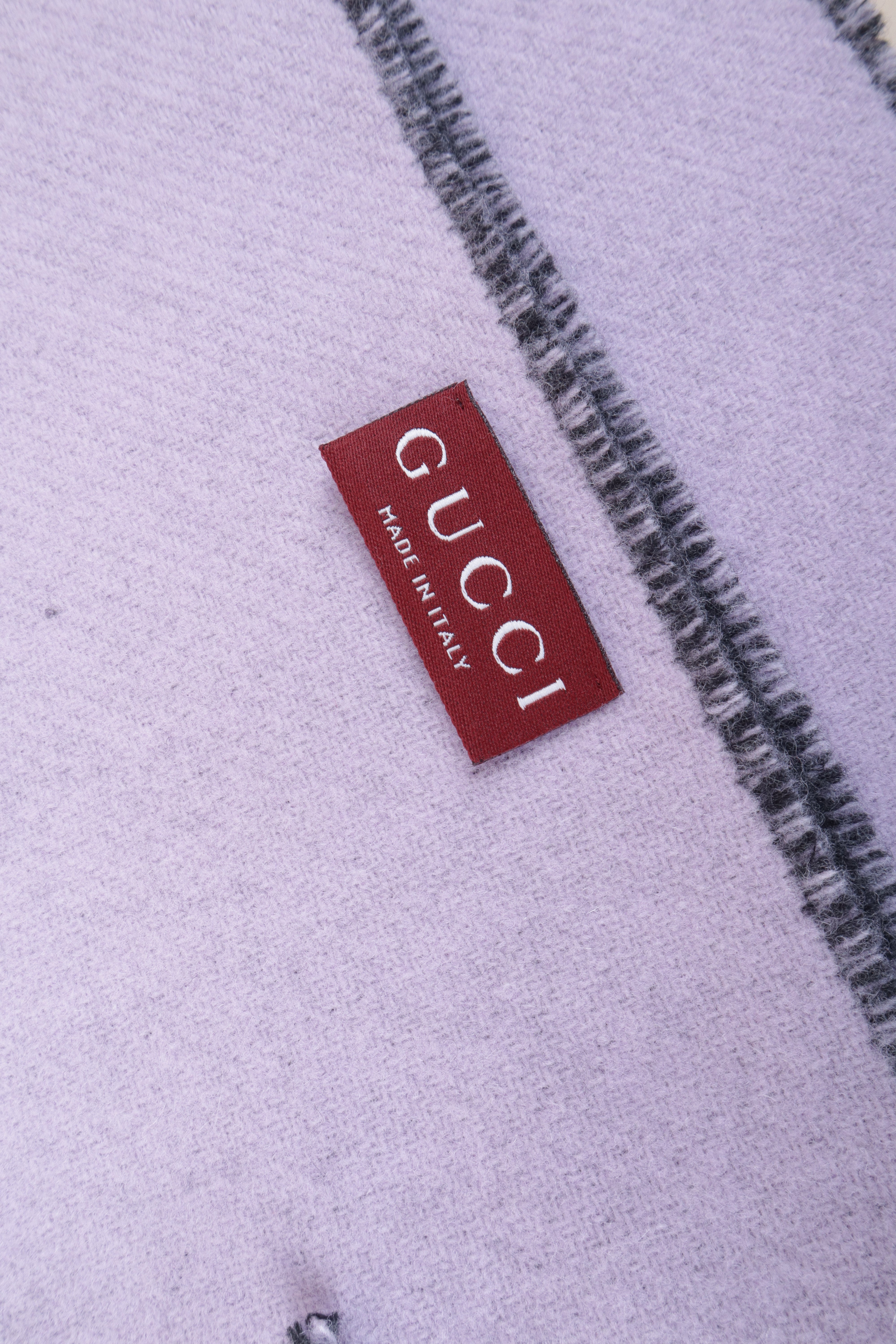 Gucci Bicolor Cashmere with Gucci Logo Wool Scarf