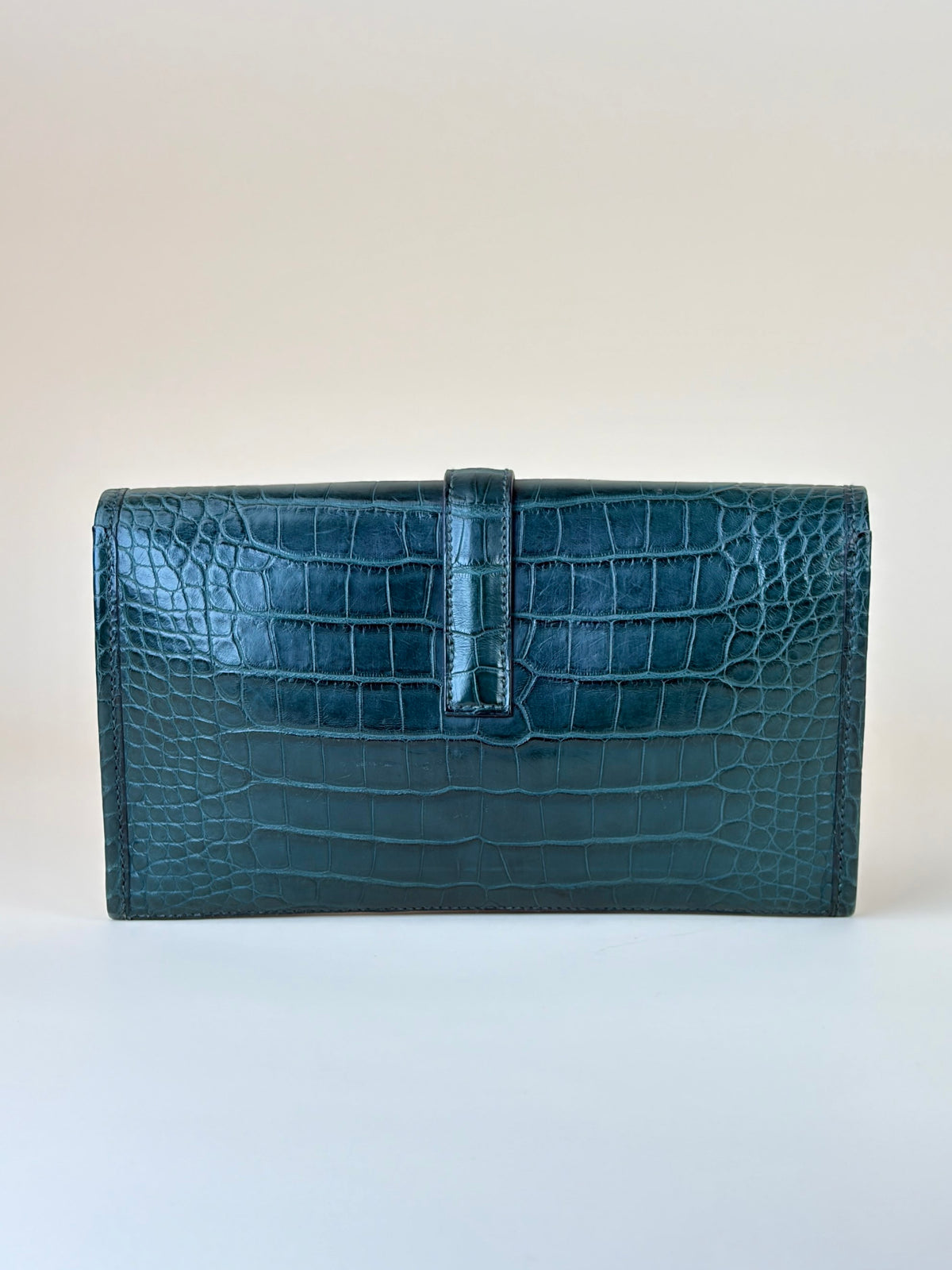 Hermes matte alligator jige duo clutch cactus vert titien