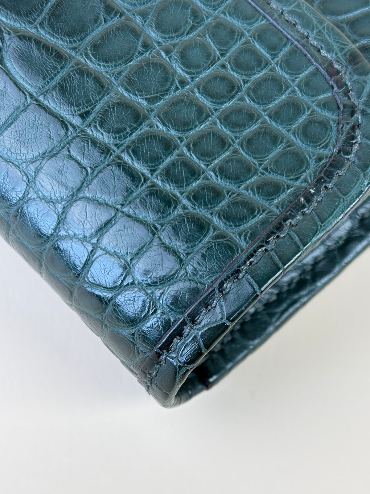 Hermes matte alligator jige duo clutch cactus vert titien