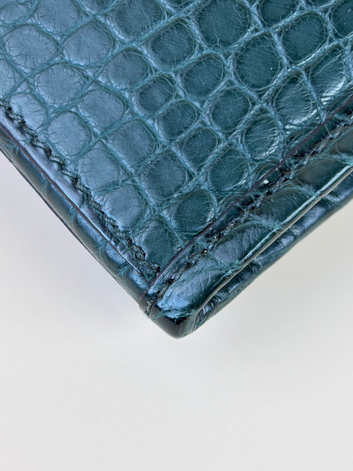 Hermes matte alligator jige duo clutch cactus vert titien