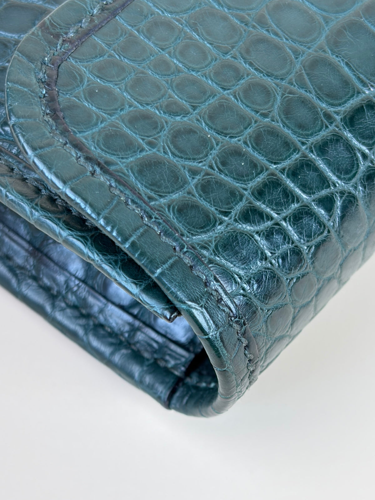 Hermes matte alligator jige duo clutch cactus vert titien