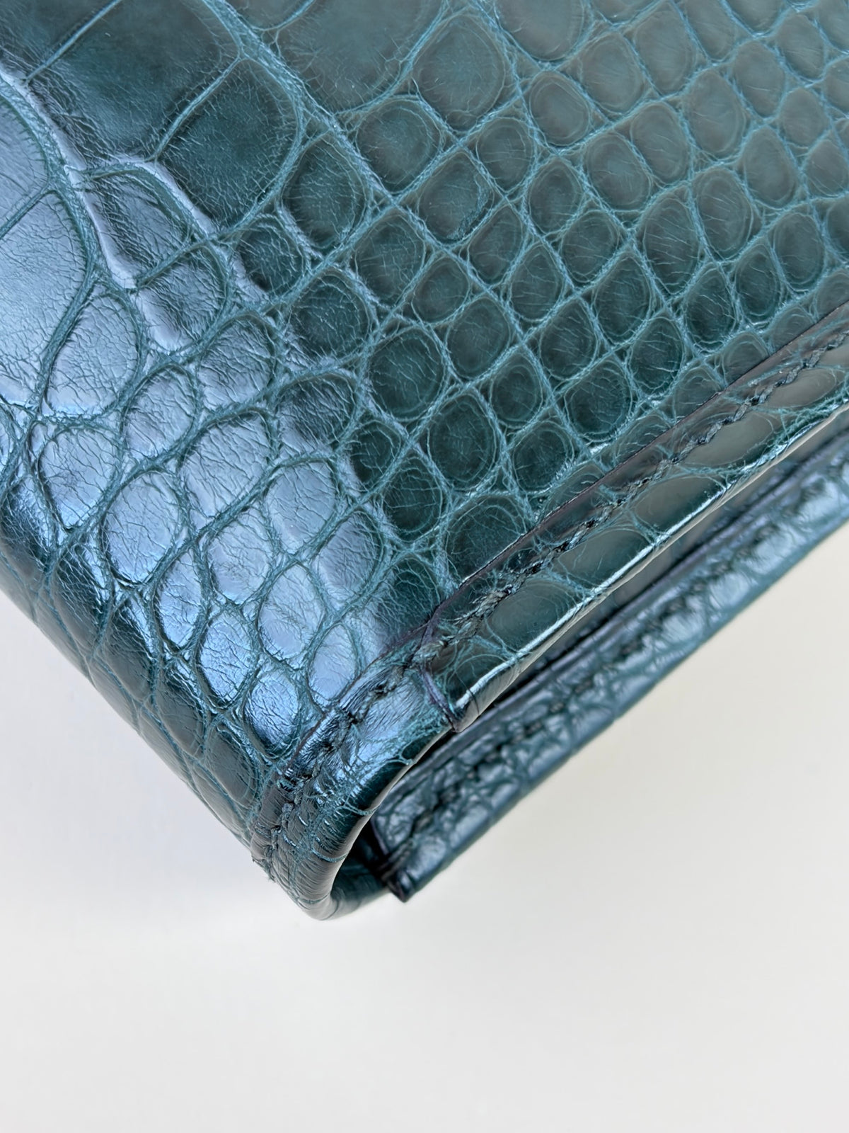 Hermes matte alligator jige duo clutch cactus vert titien