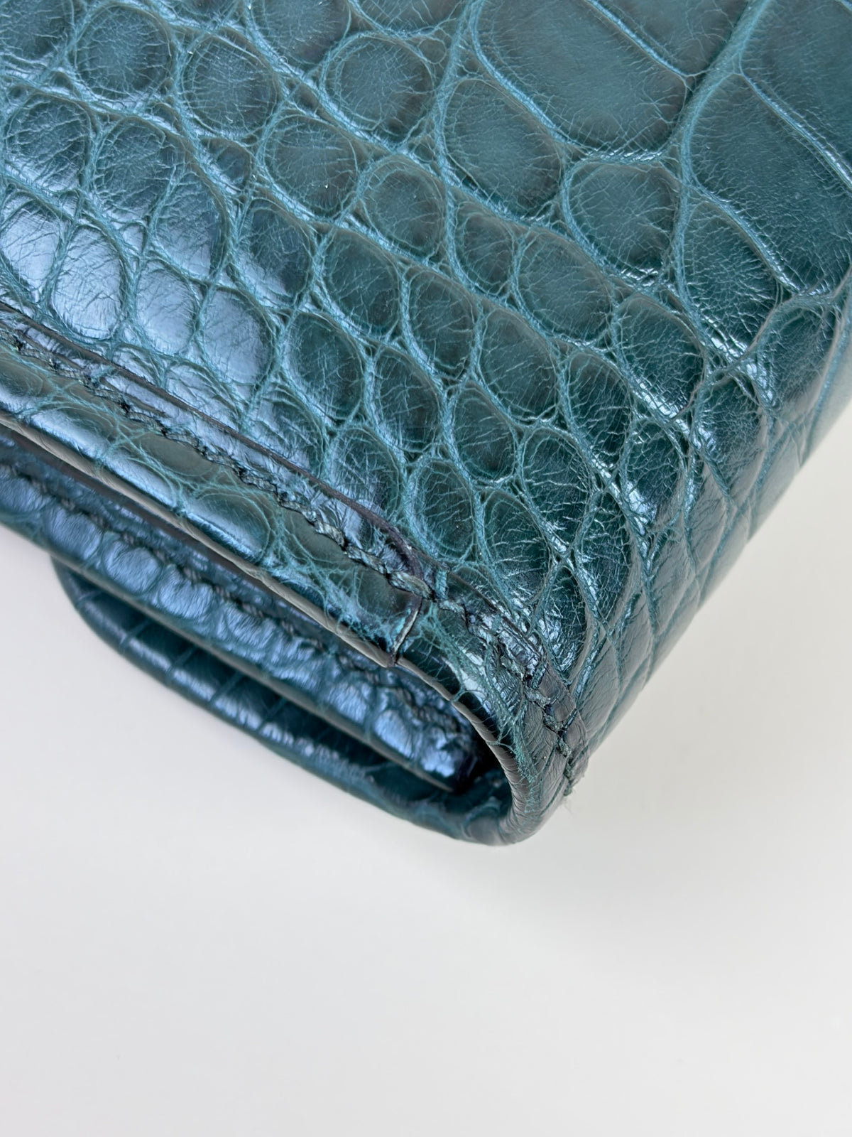 Hermes matte alligator jige duo clutch cactus vert titien