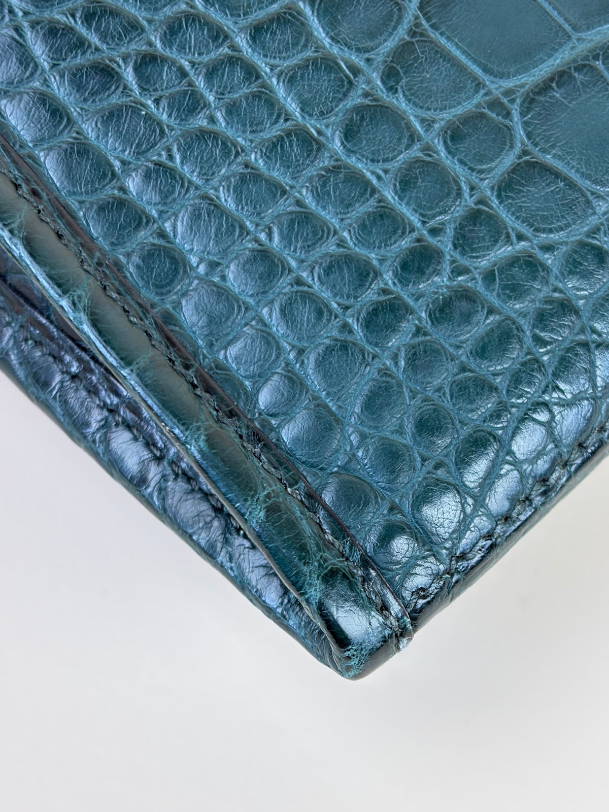 Hermes matte alligator jige duo clutch cactus vert titien
