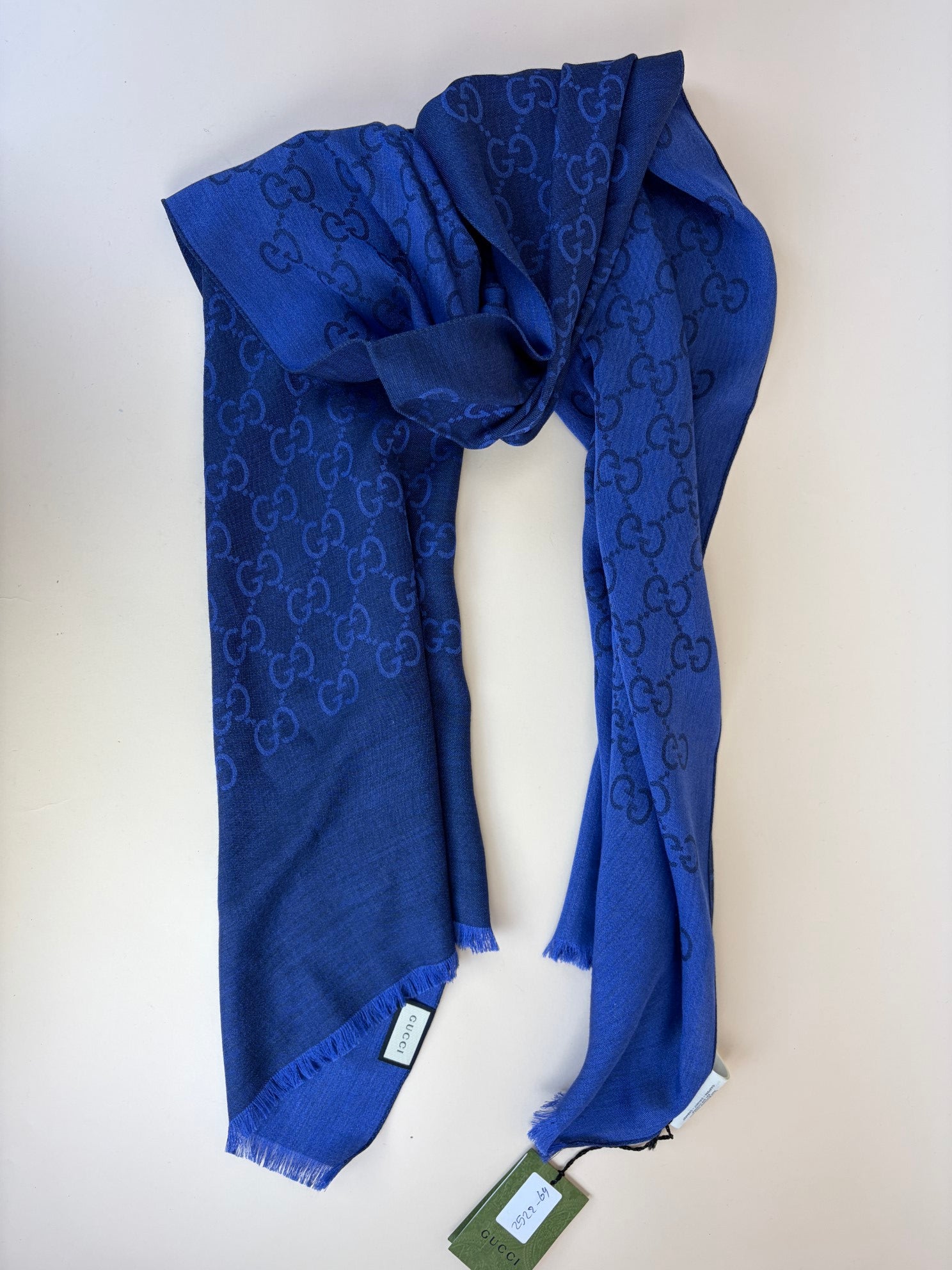 Gucci Blue GG Wool Silk Scarf