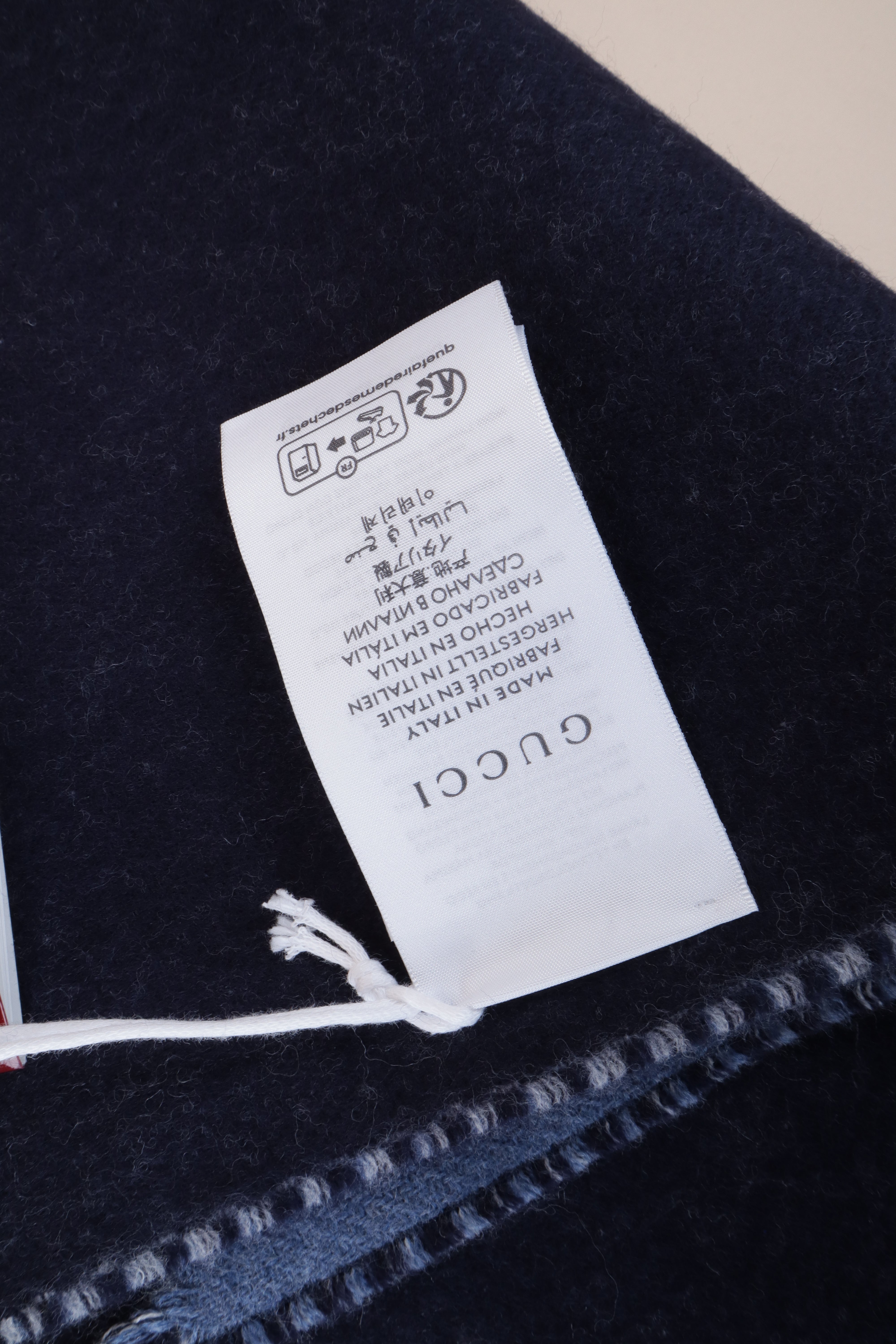 Gucci Blue GG Wool Last Shadow Double Face Scarf