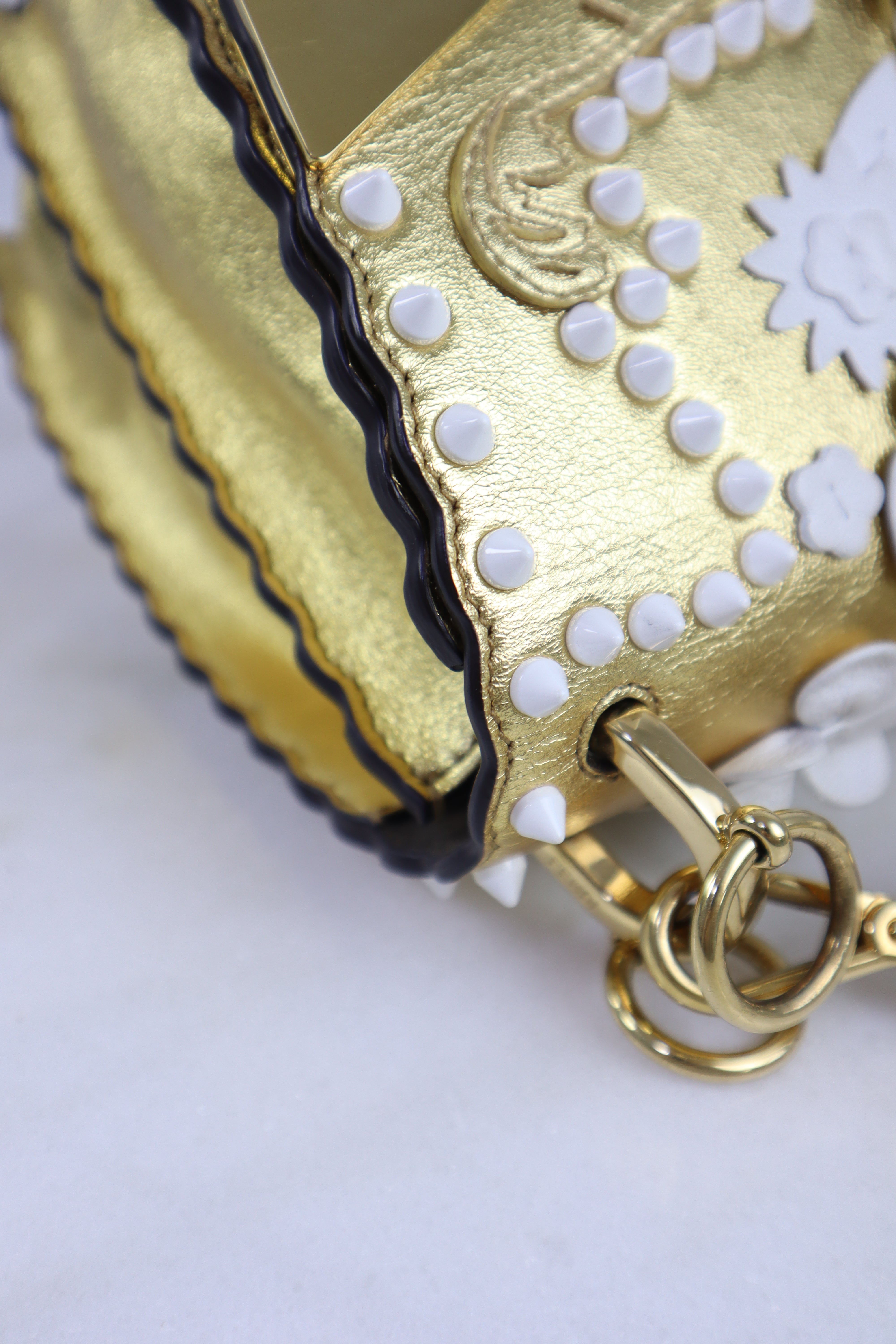 Fendi Bicolor Floral Metallic Kan I Monster Shoulder Bag
