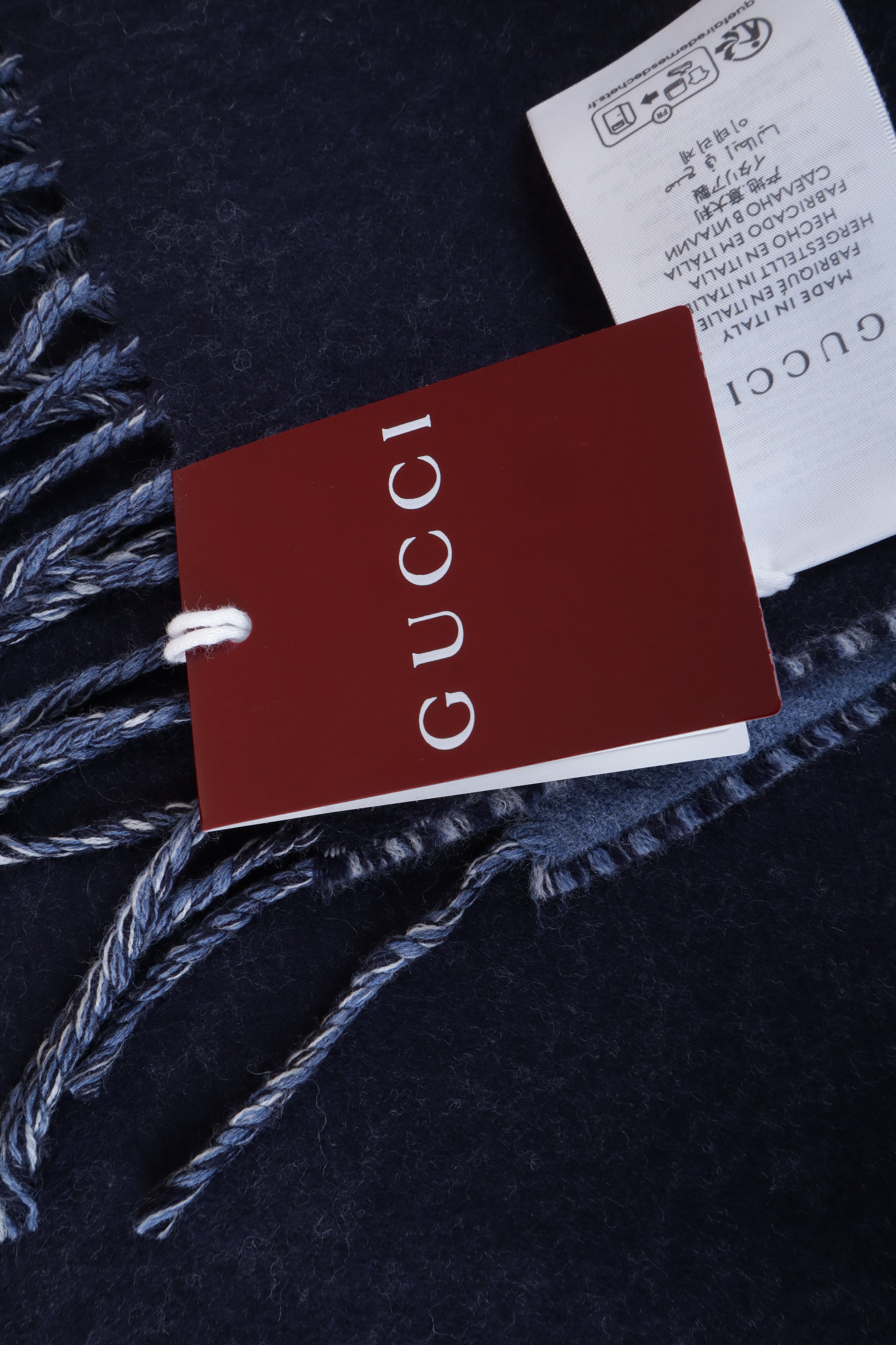 Gucci Blue GG Wool Last Shadow Double Face Scarf